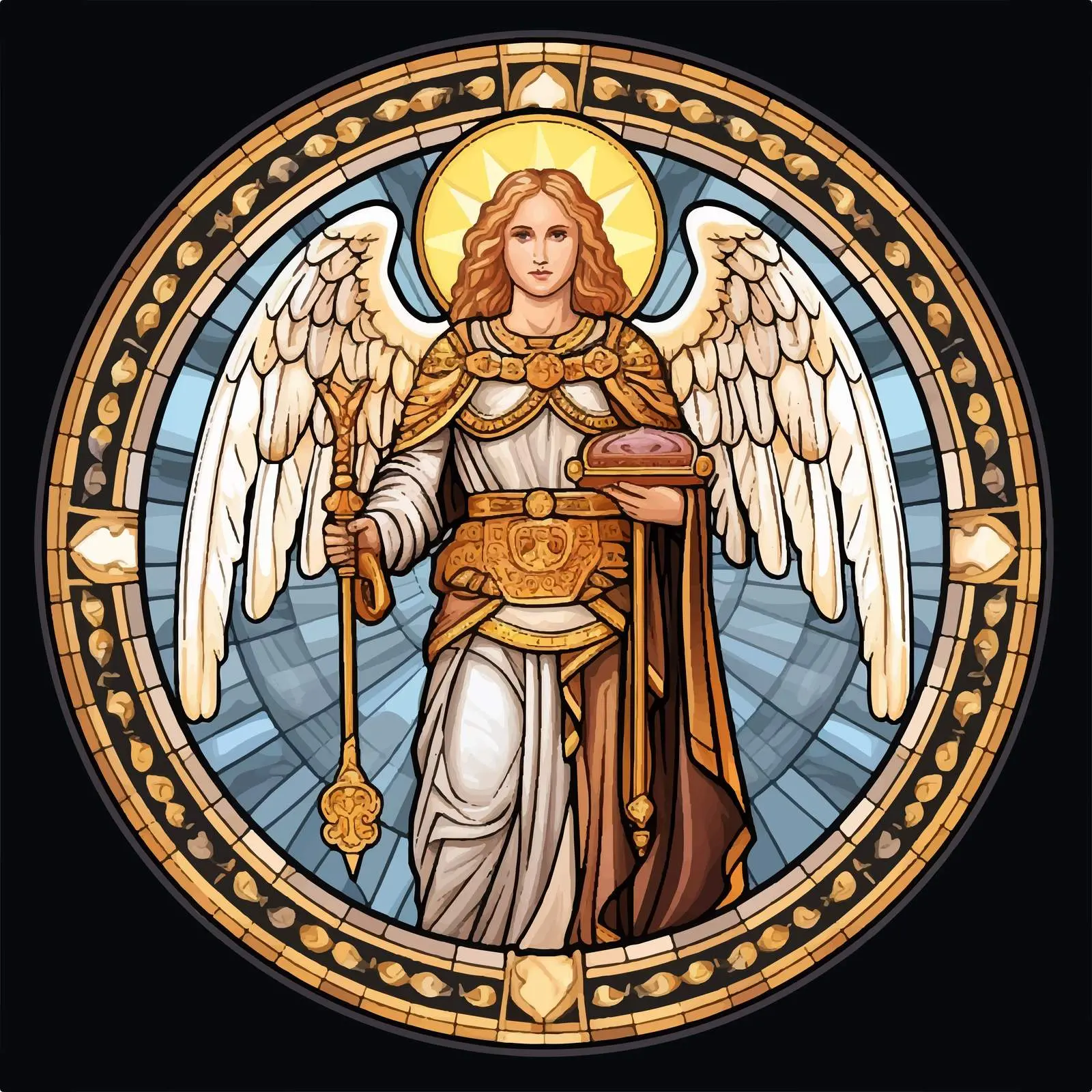 Archangel Religious Medallion Illustration – free angelic representation image from Dotvec