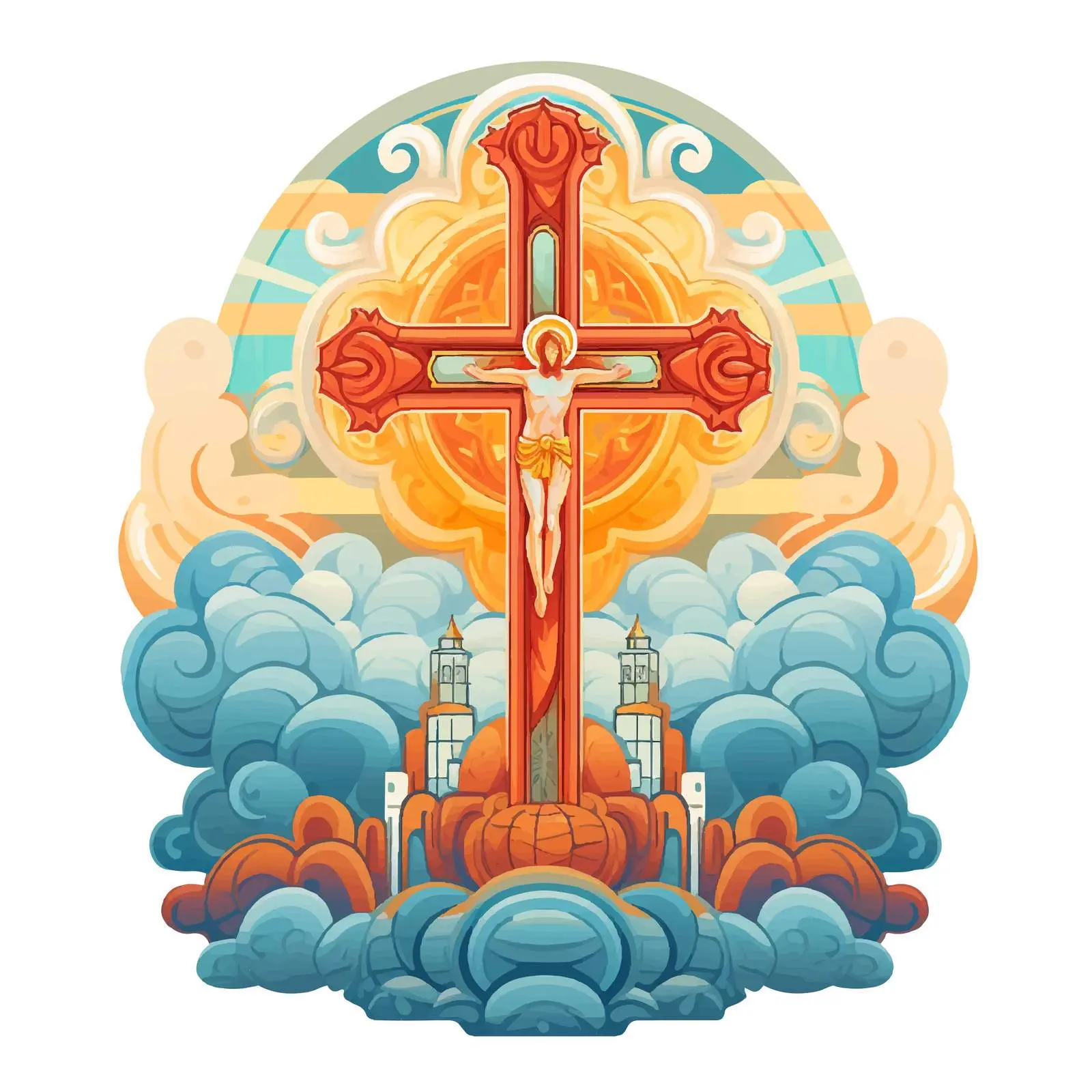 Resurrection of Jesus Easter Decorative Vector Art — free download from Dotvec