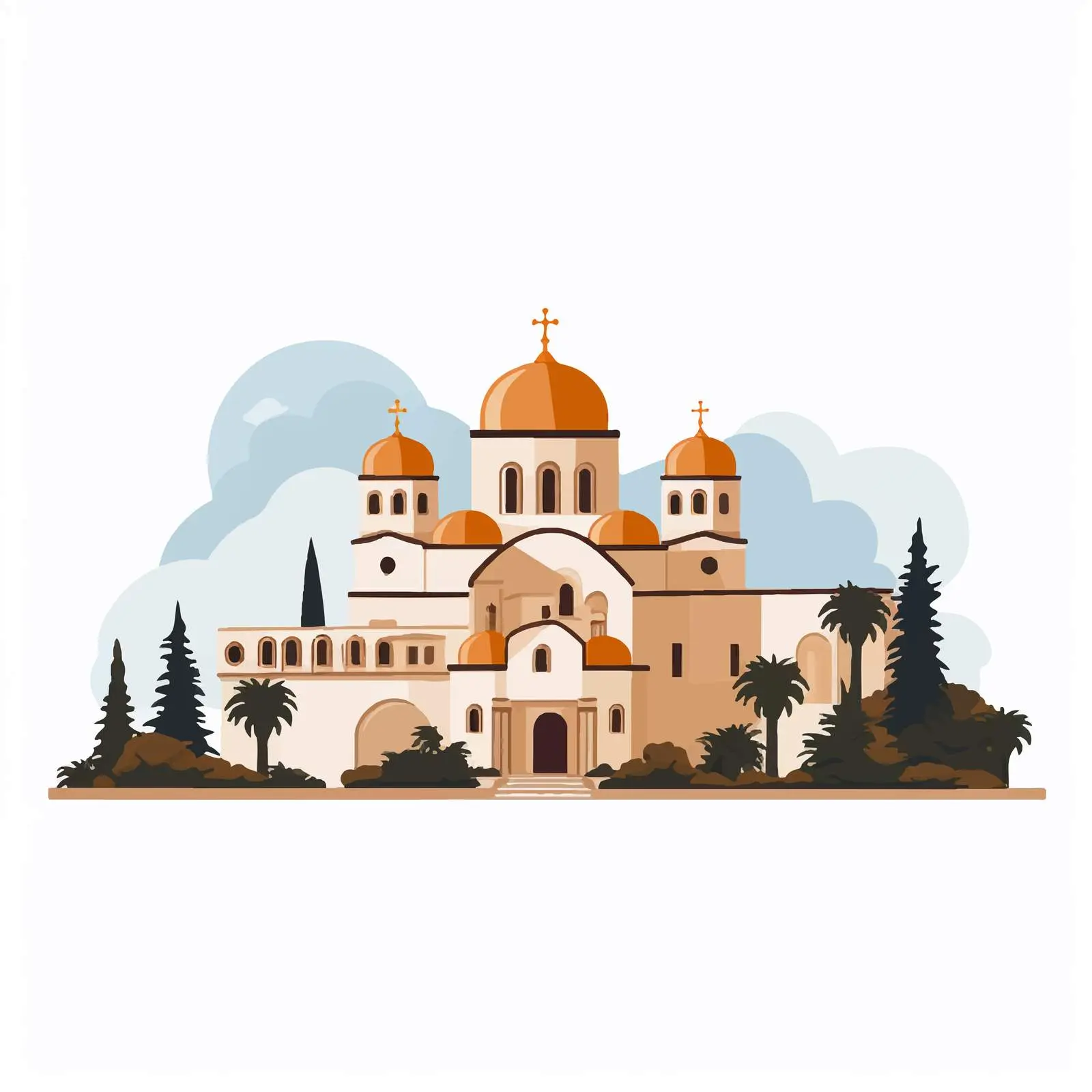Byzantine Style Christian Monastery Silhouette Vector — free download from Dotvec