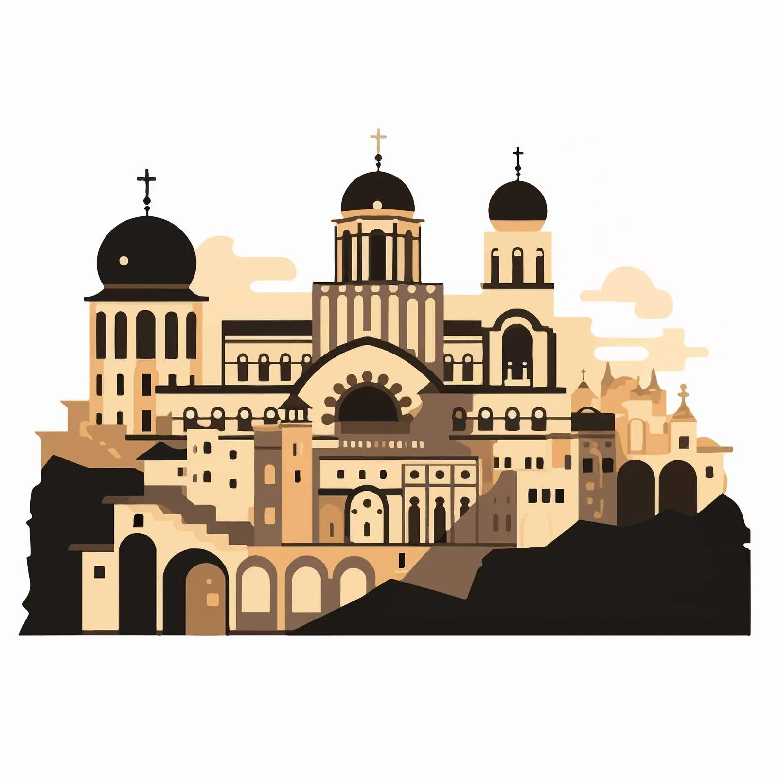 Byzantine Style Christian Monastery Silhouette Vector — free download from Dotvec