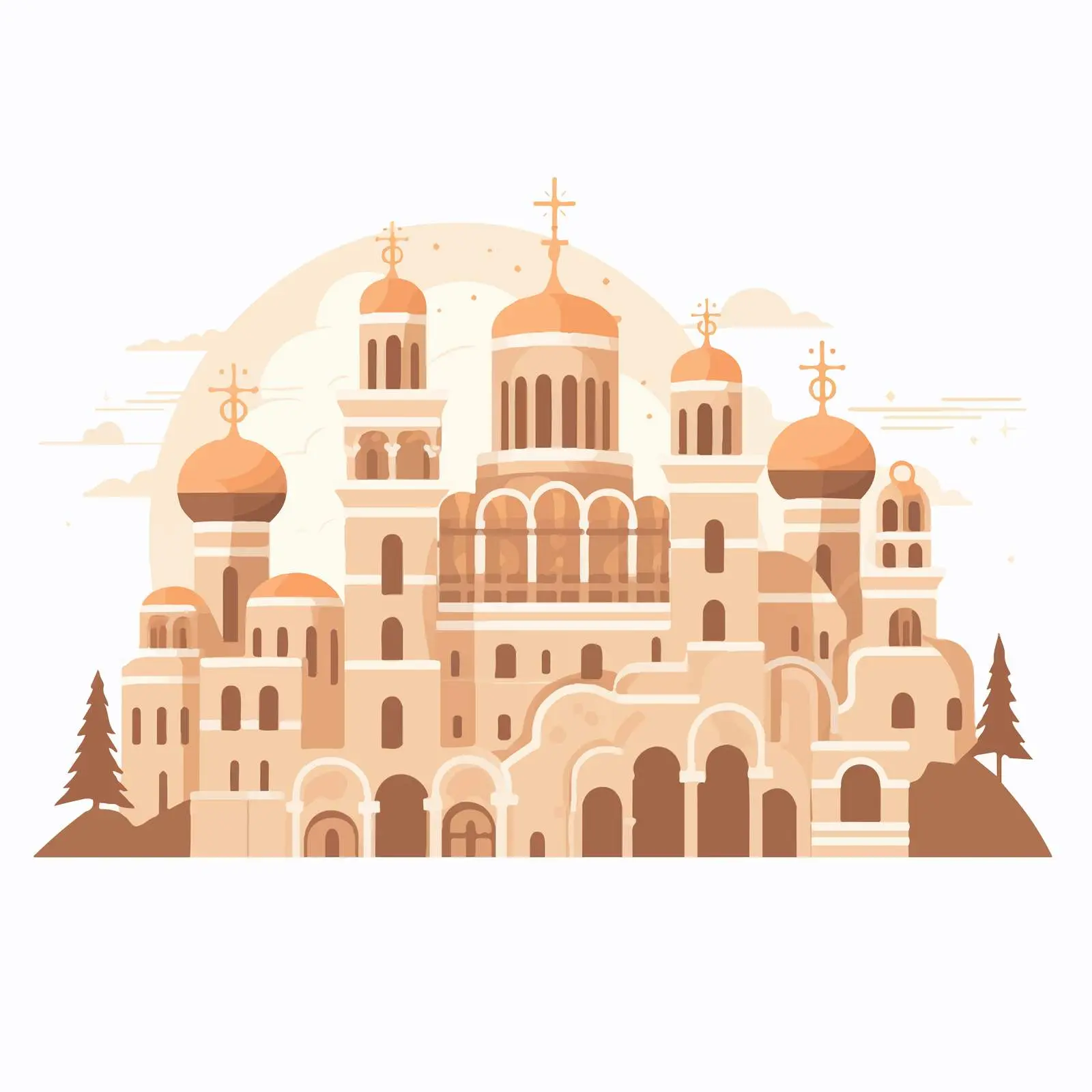 Byzantine Style Christian Monastery Silhouette — free download from Dotvec