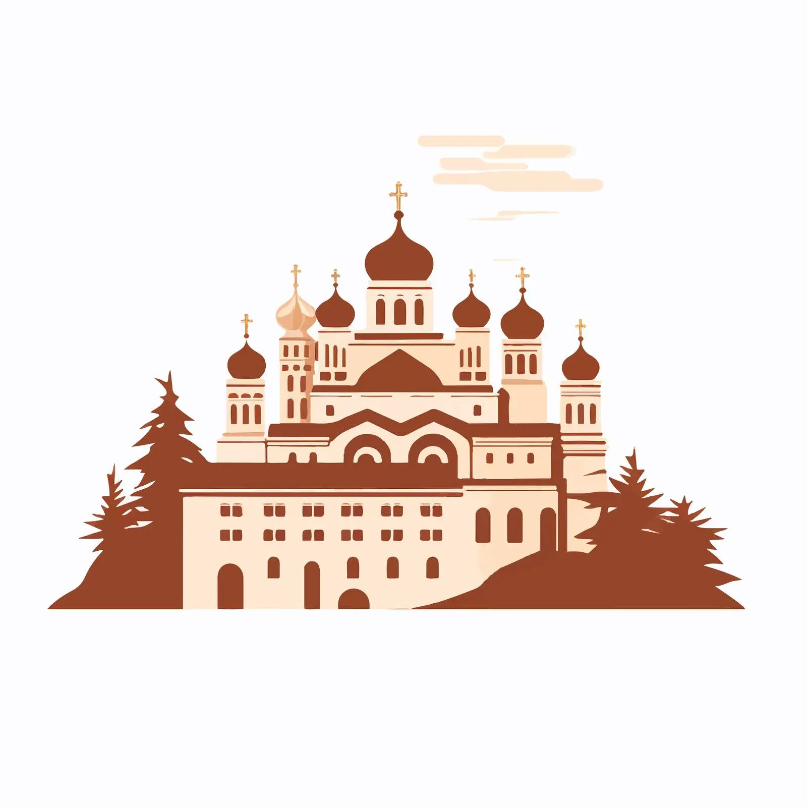 Byzantine Style Christian Monastery Silhouette — free download from Dotvec