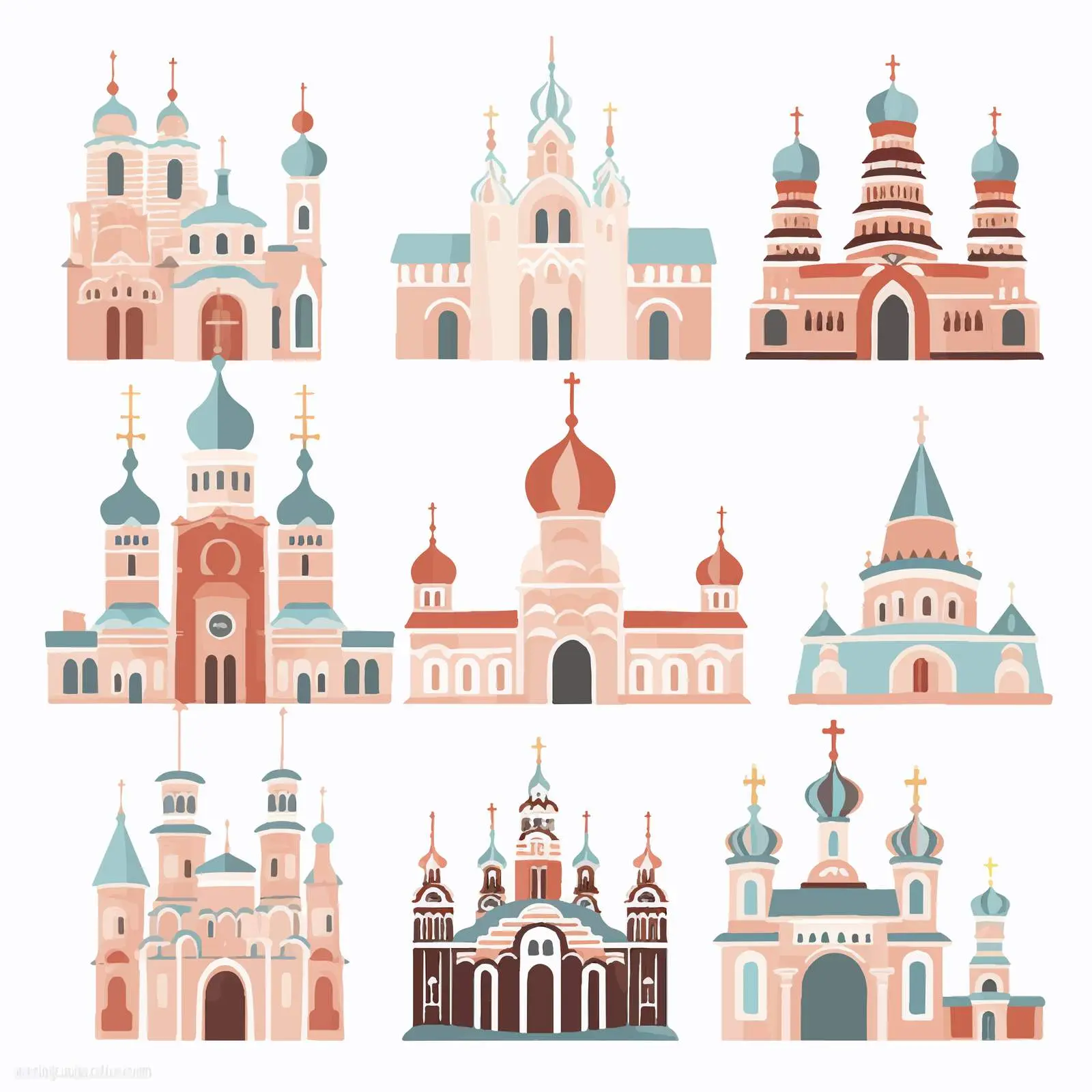 Pastel Silhouettes of Christian Monasteries — free download from Dotvec