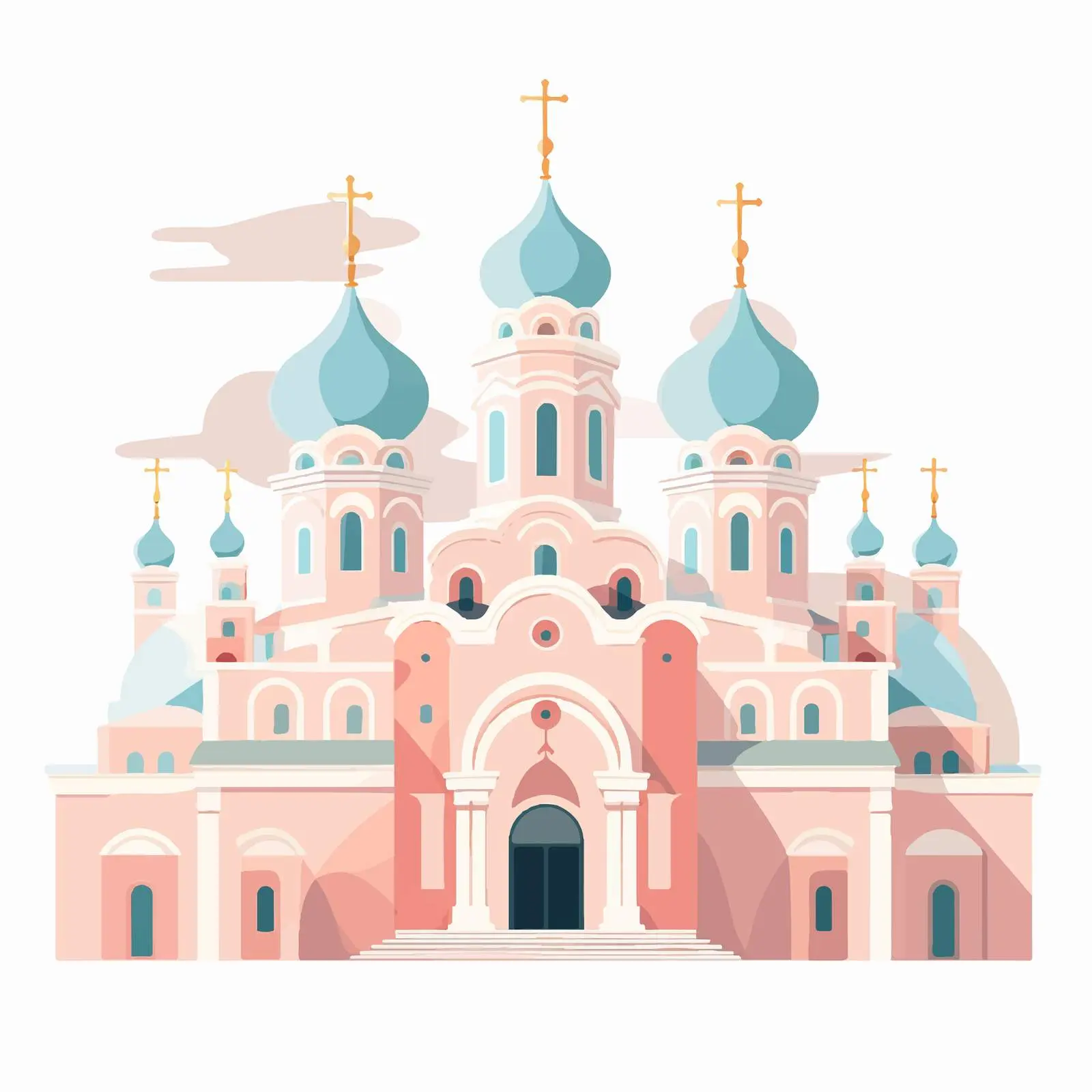 Pastel Christian Monastery Silhouettes on White Background — free download from Dotvec