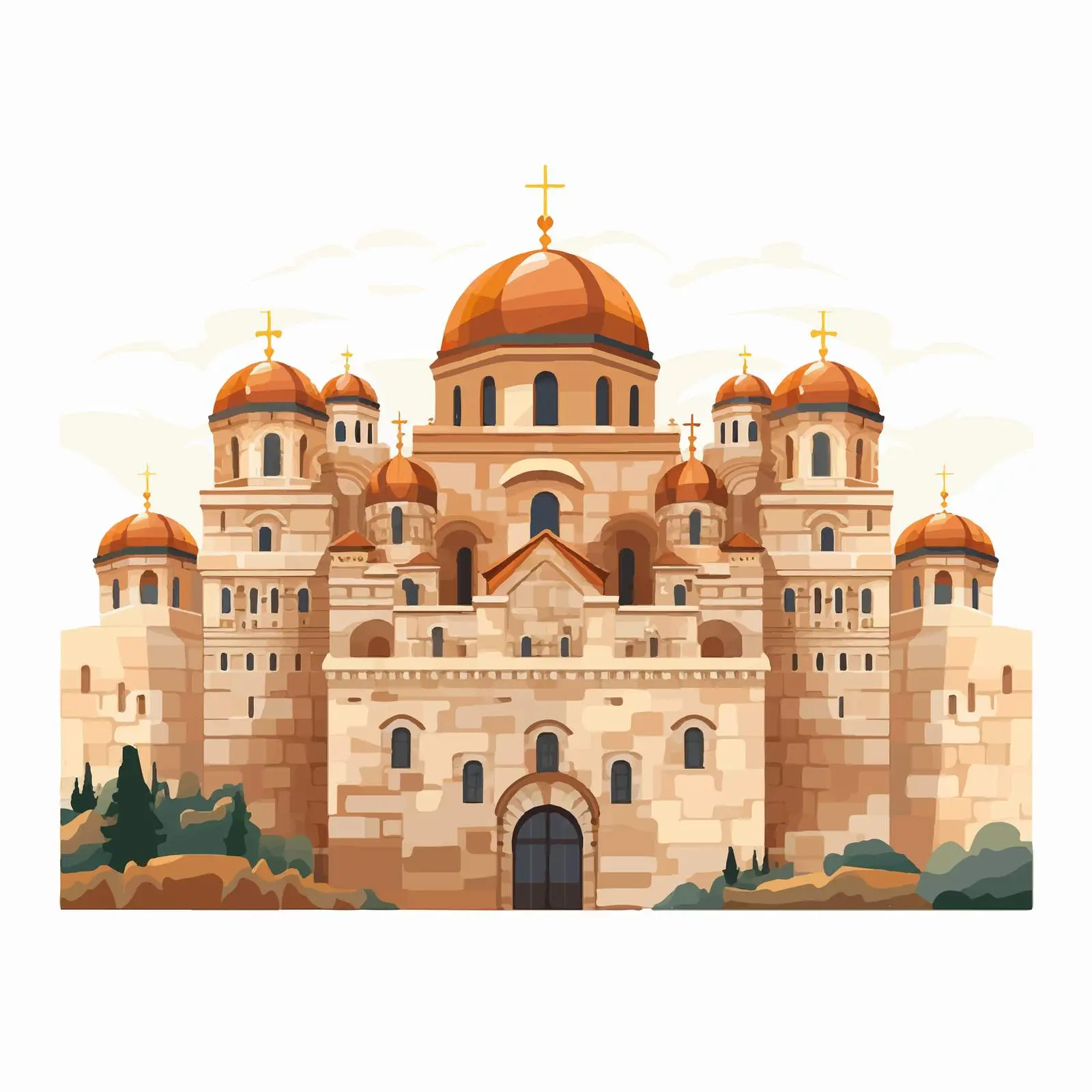 Byzantine Style Monastery Temple Silhouettes — free download from Dotvec