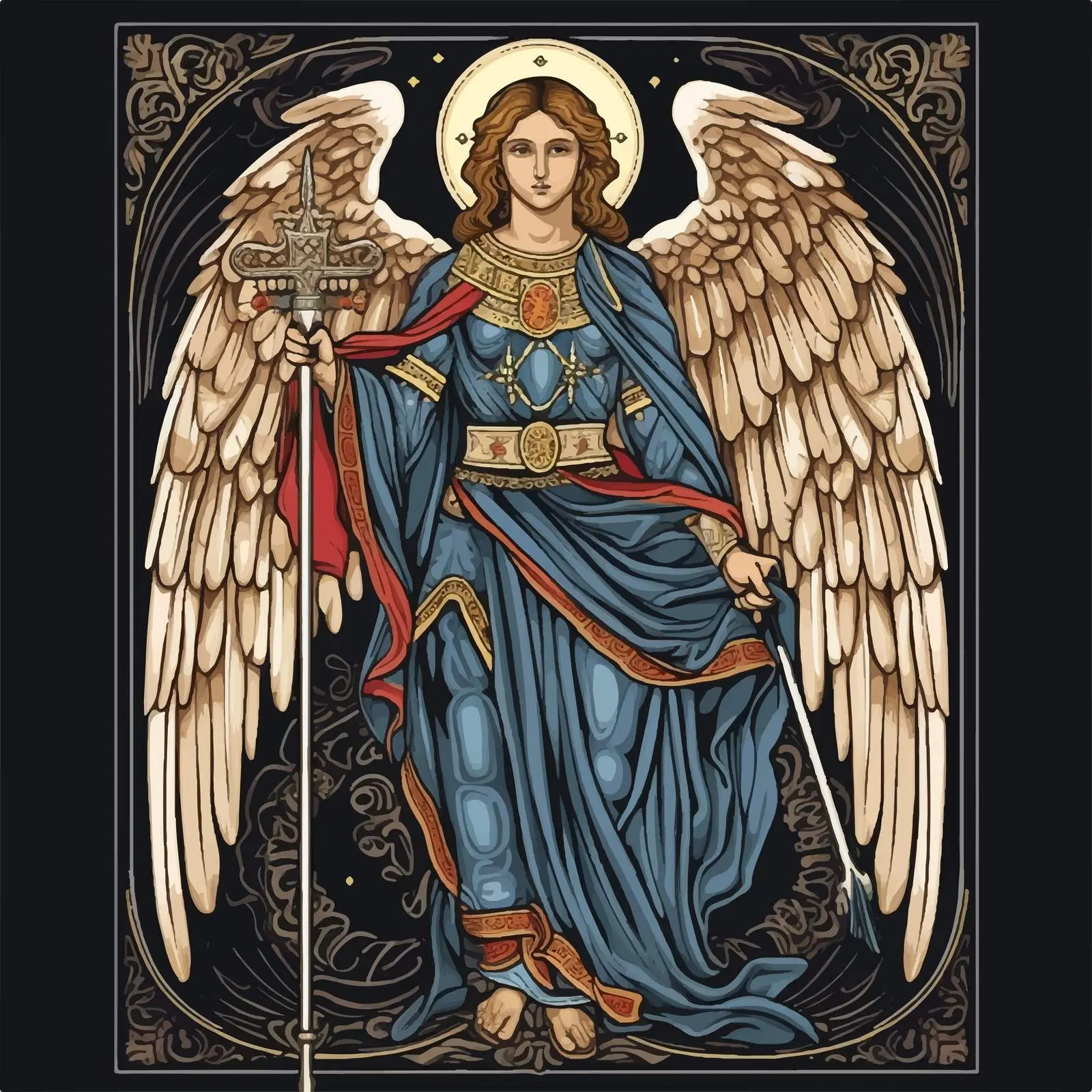 Traditional Archangel Gabriel Religious Illustration – free angel art image from Dotvec