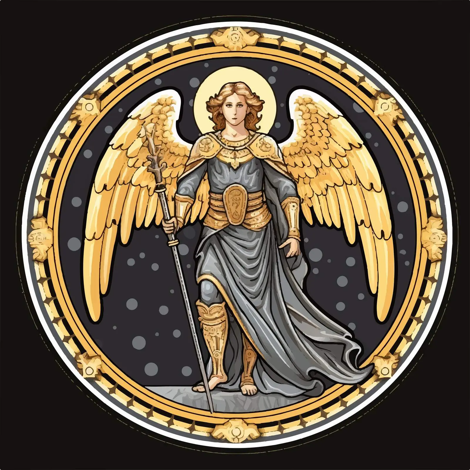 Traditional Archangel Religious Round Image — free download from Dotvec
