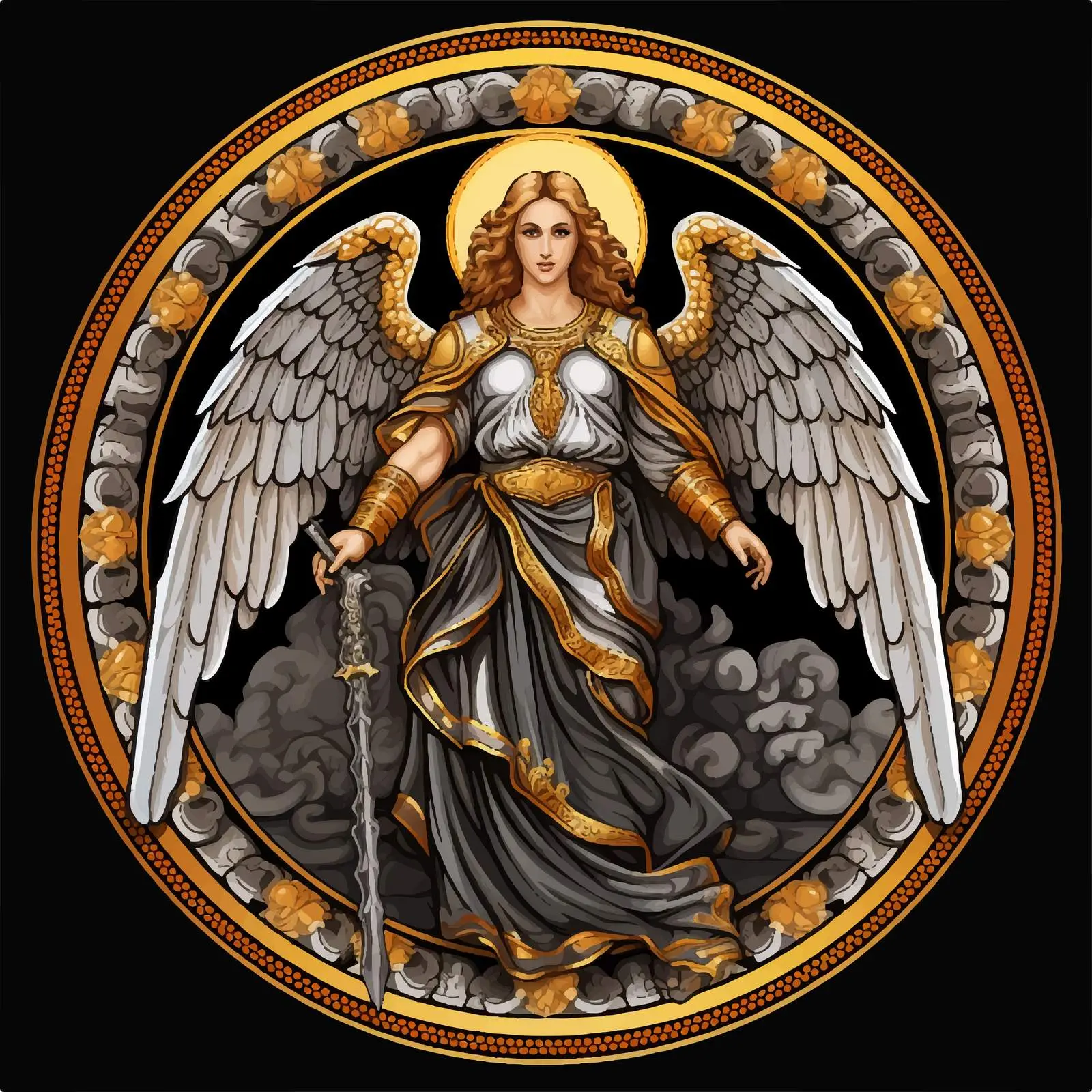 Traditional Archangel Round Religious Artwork — free download from Dotvec