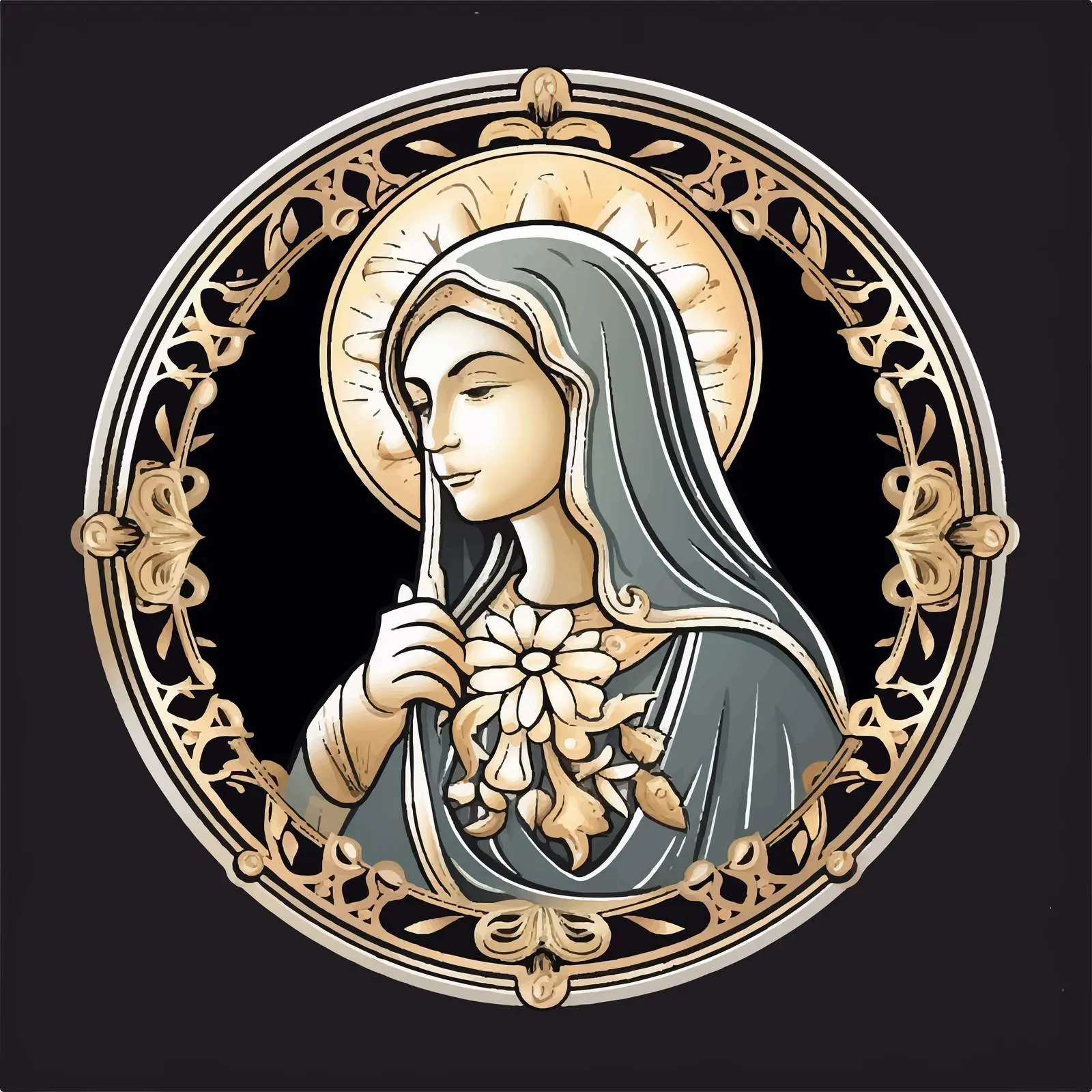 Traditional Image of Blessed Virgin Mary – free religious artwork image from Dotvec