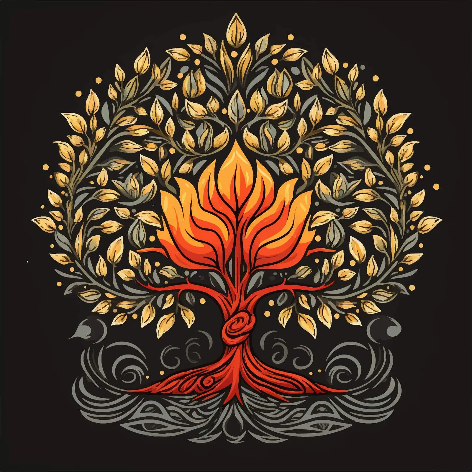 Traditional Christian Burning Bush Illustration — free download from Dotvec
