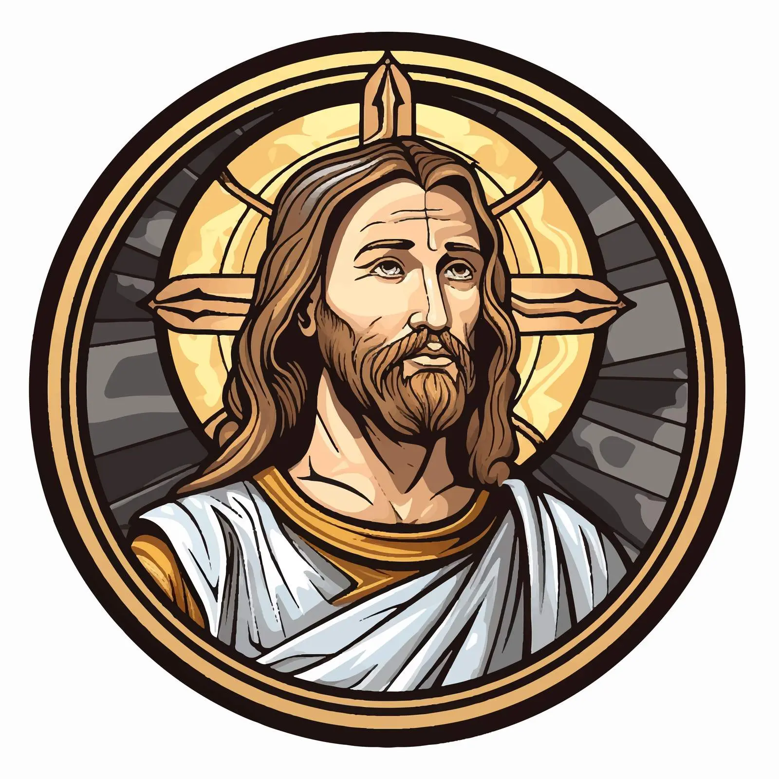 Traditional Image of Jesus Christ in Round Design — free download from Dotvec