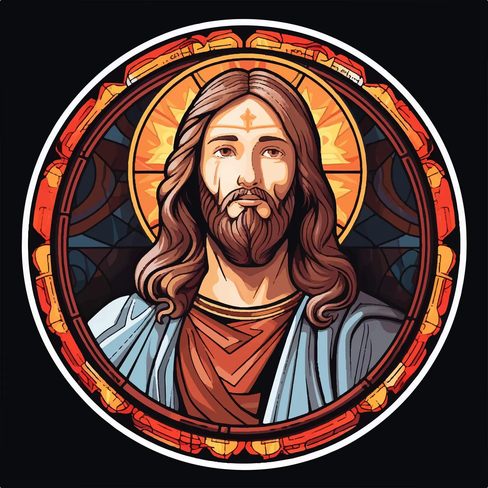 Traditional Image of Jesus Christ in Round Design – free christian traditions image from Dotvec
