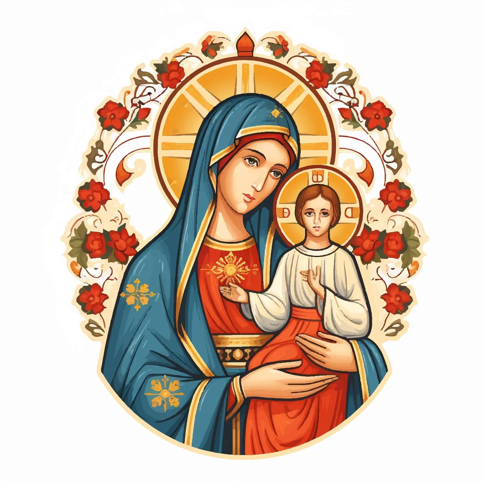 Traditional Madonna and Jesus Decorative Vector — free download from Dotvec