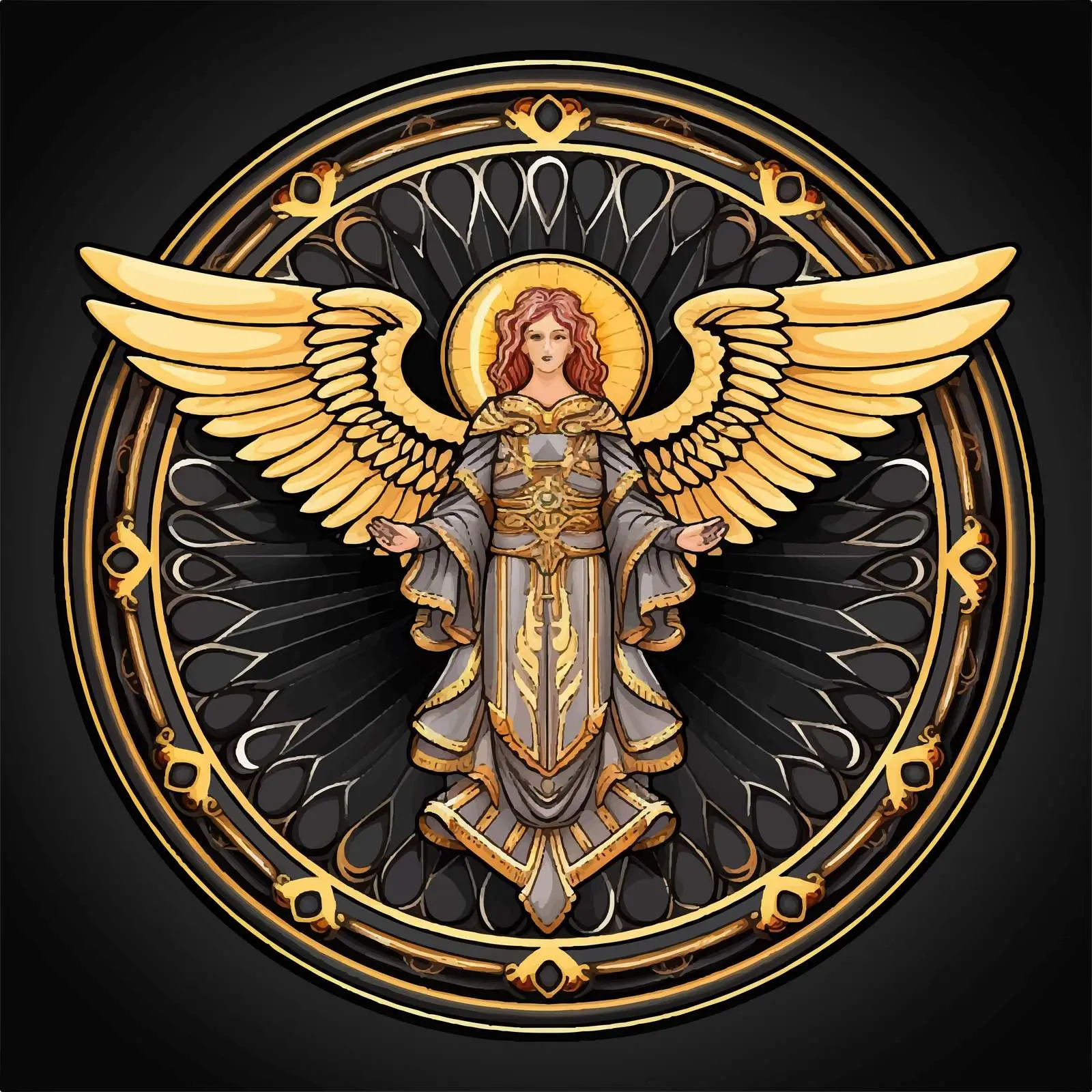 Traditional Seraphim Religious Round Medallion Image — free download from Dotvec