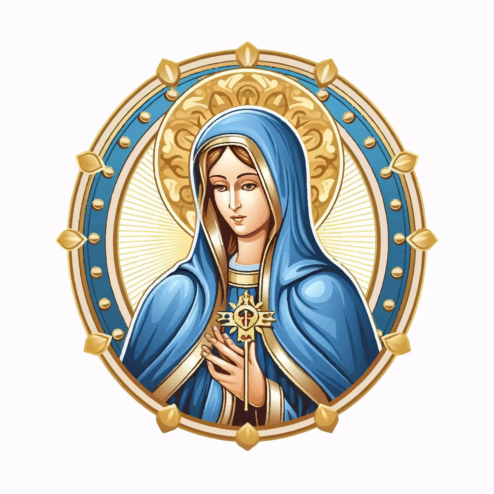 Traditional Greek Medallion of the Blessed Mary — free download from Dotvec
