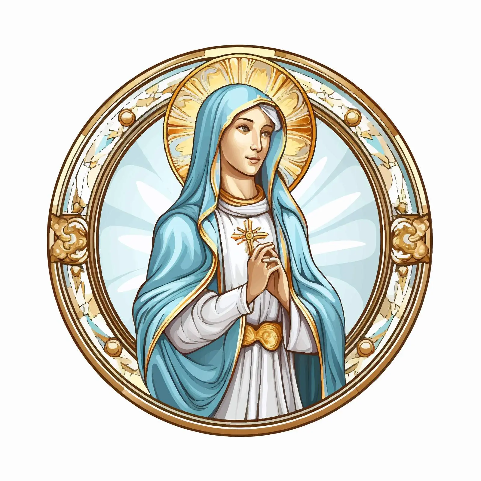Traditional Greek Medallion of Blessed Mary — free download from Dotvec