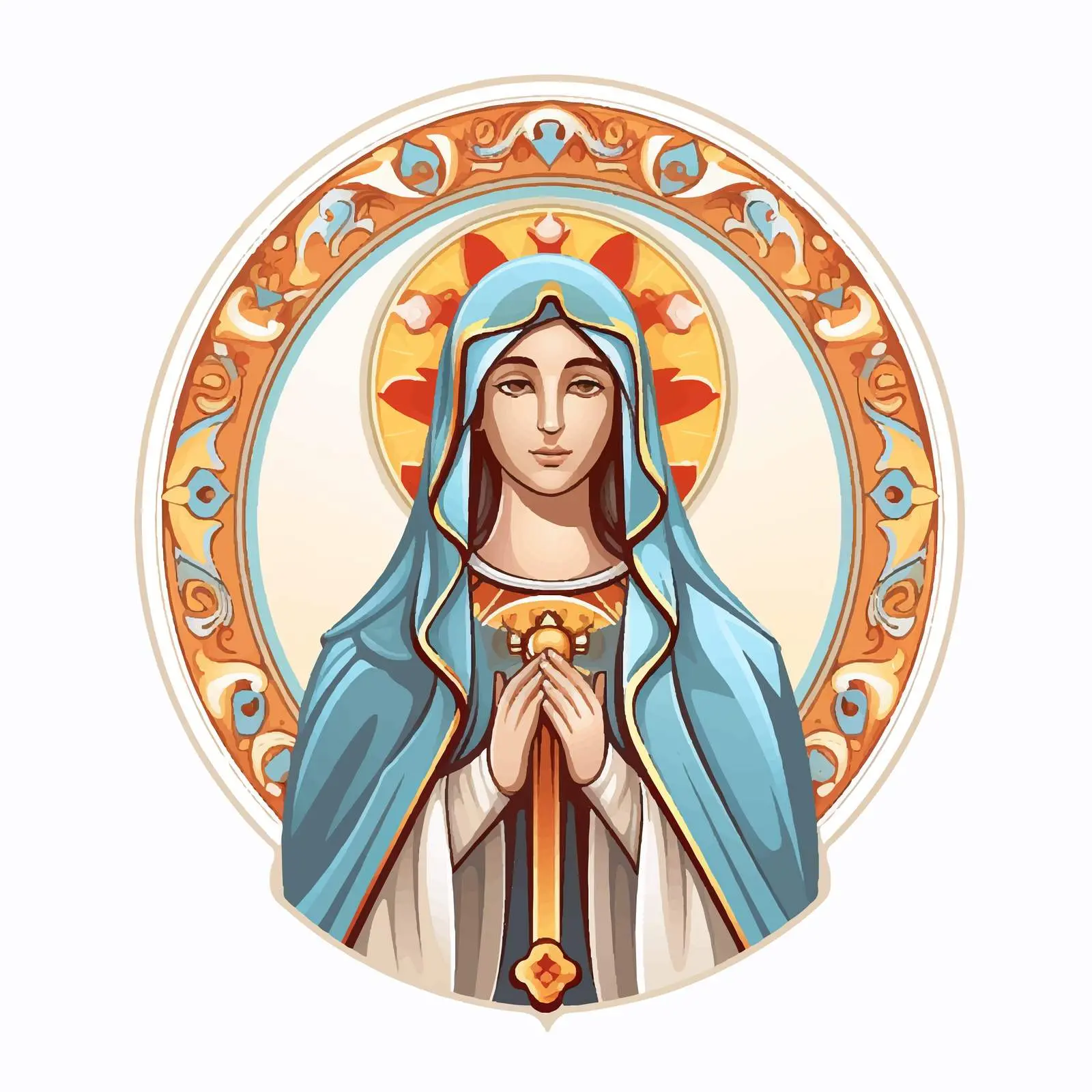 Traditional Greek Medallion of the Blessed Mary — free download from Dotvec
