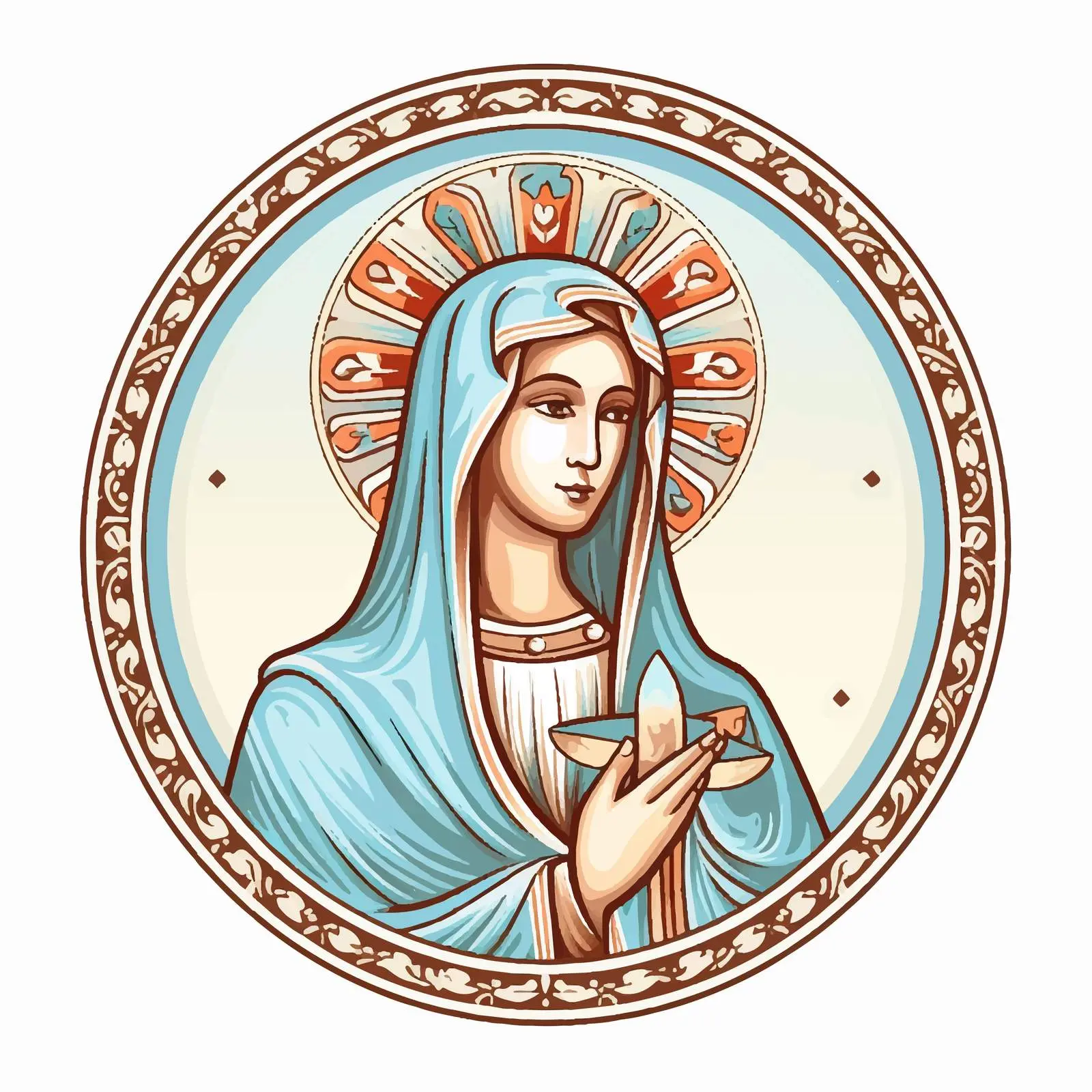 Traditional Greek Medallion of the Blessed Mary — free download from Dotvec