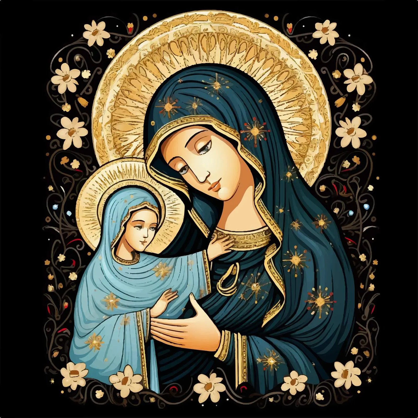 Traditional Blessed Virgin Mary Image Vector Art — free download from Dotvec