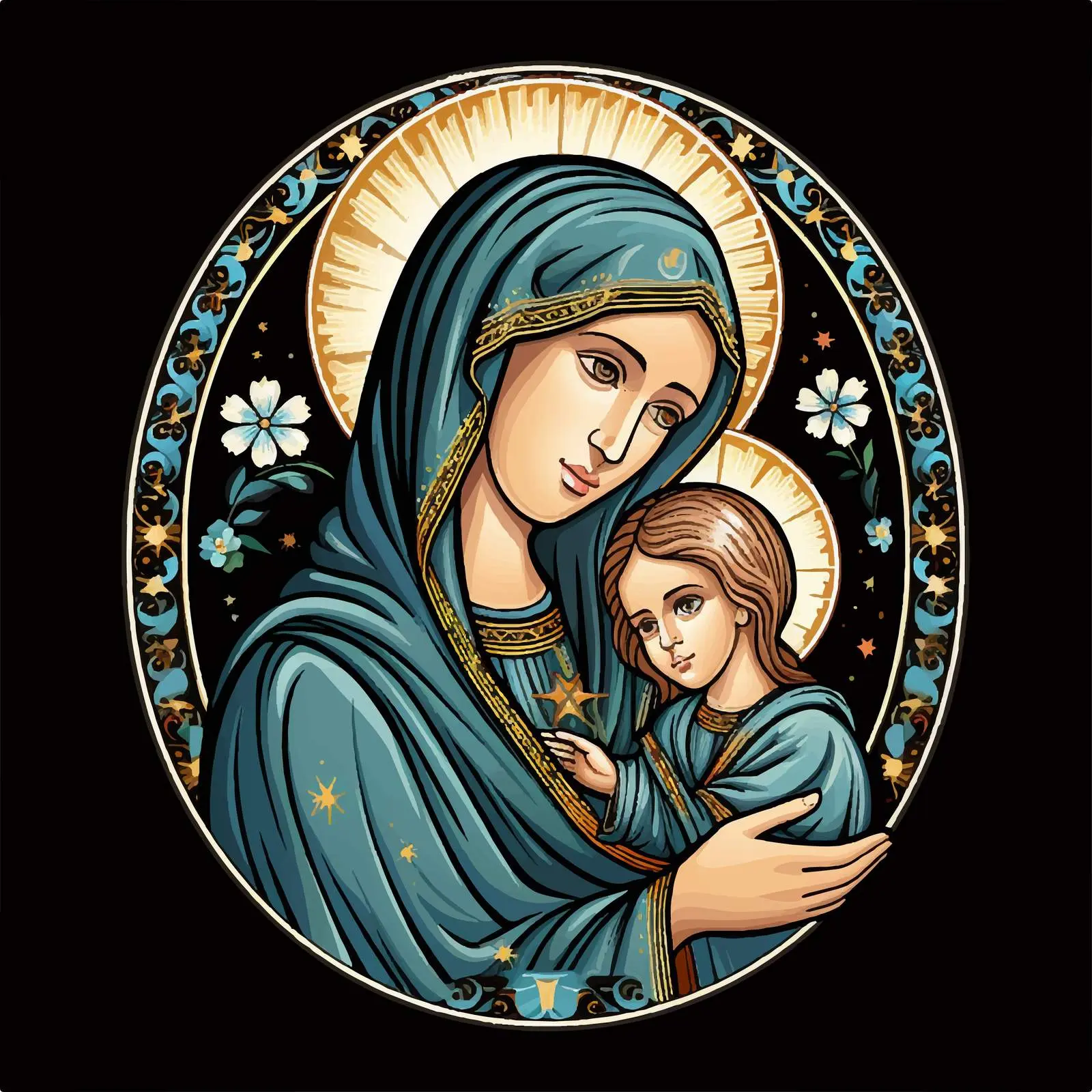 Traditional Image of the Blessed Virgin Mary – free femininity image from Dotvec