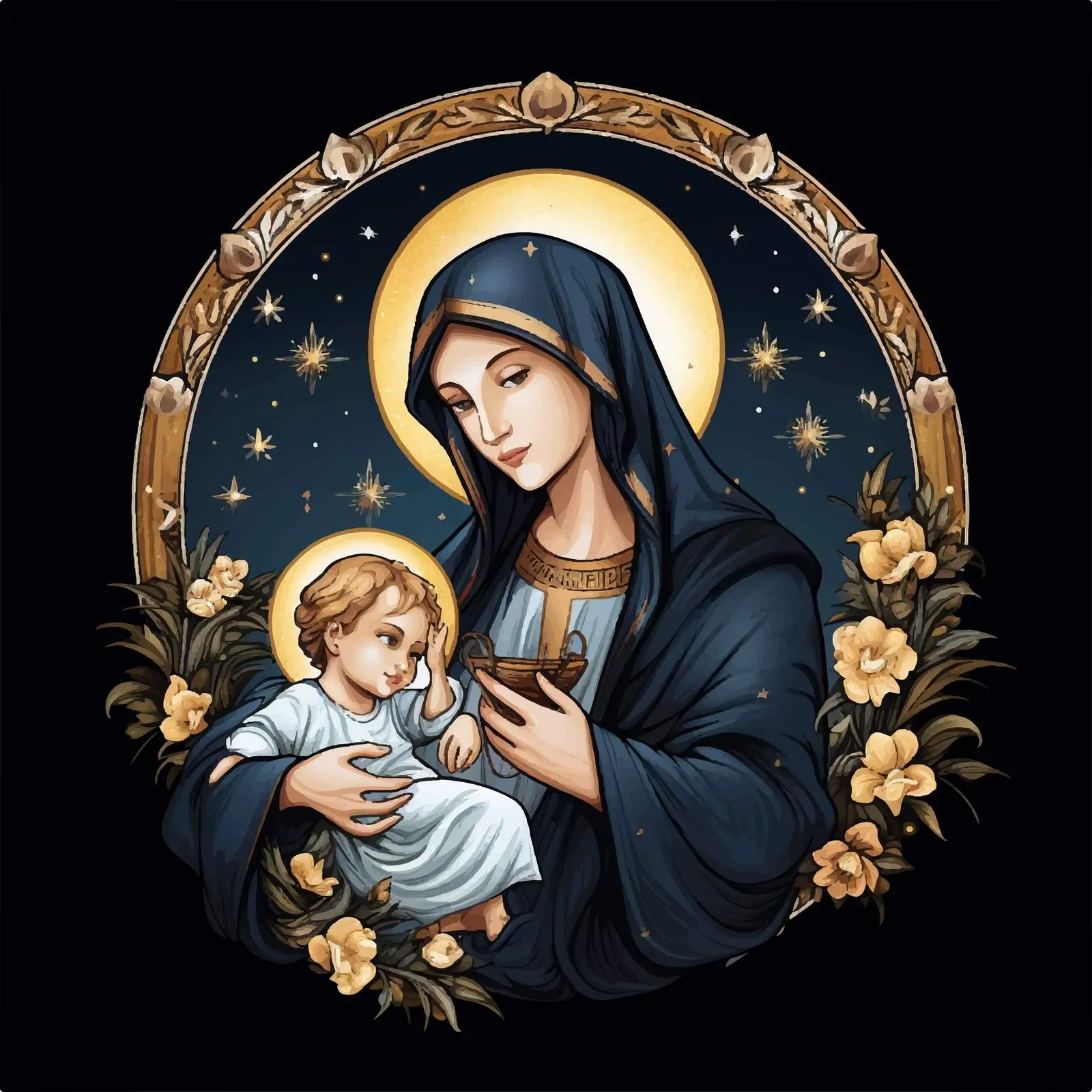 Traditional Image of the Blessed Virgin Mary — free download from Dotvec