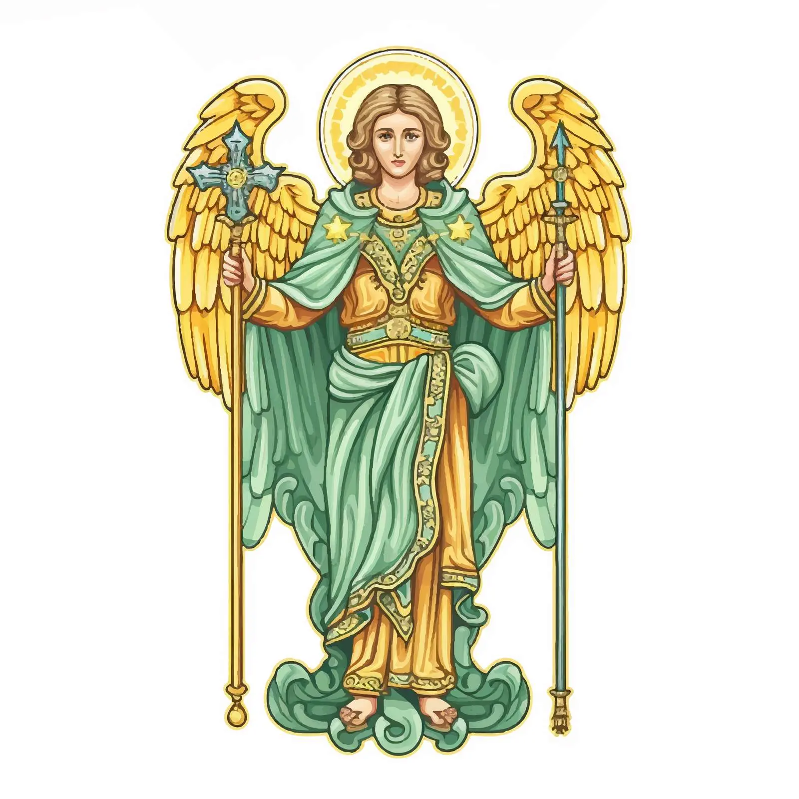 Traditional Image of Archangel Raphael in Decorative Style – free angelic representation image from Dotvec