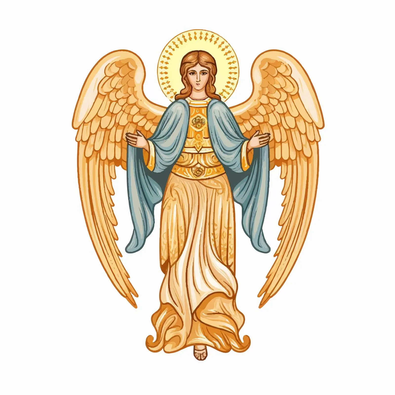 Vintage Christian Angel Illustration in Gold — free download from Dotvec