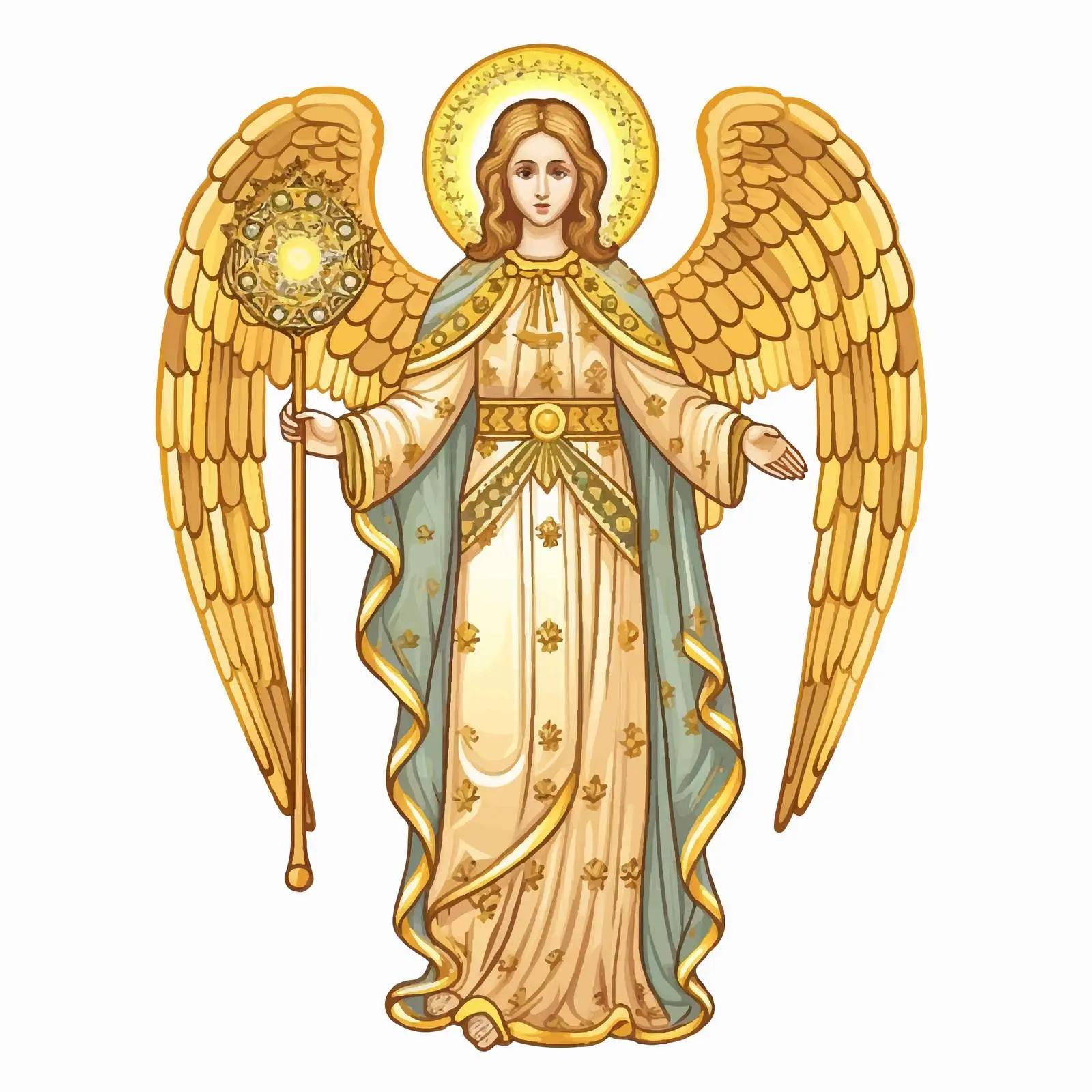 Vintage Angel Illustration in Golden Religious Theme — free download from Dotvec