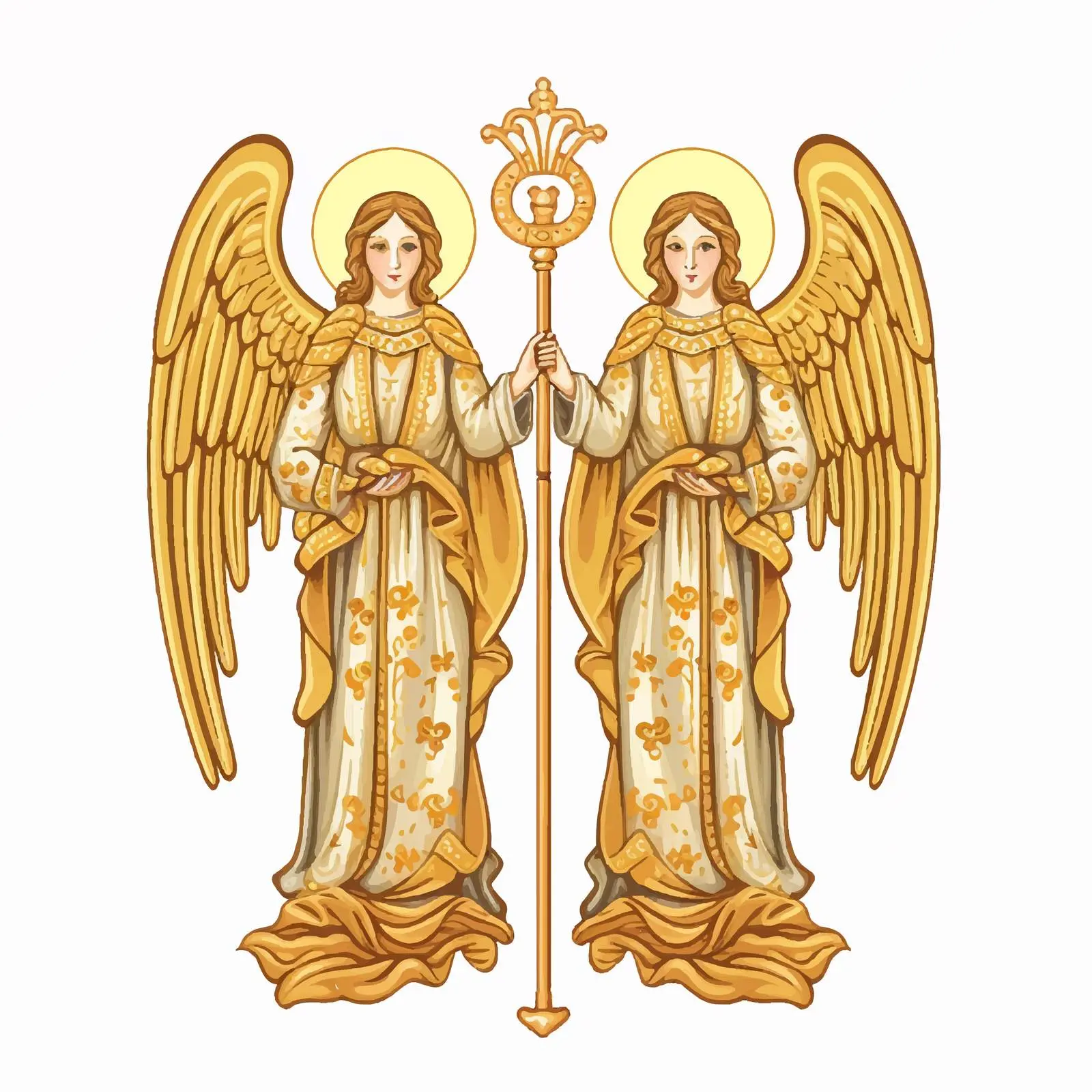 Vintage Christian Illustration of Golden Angels — free download from Dotvec