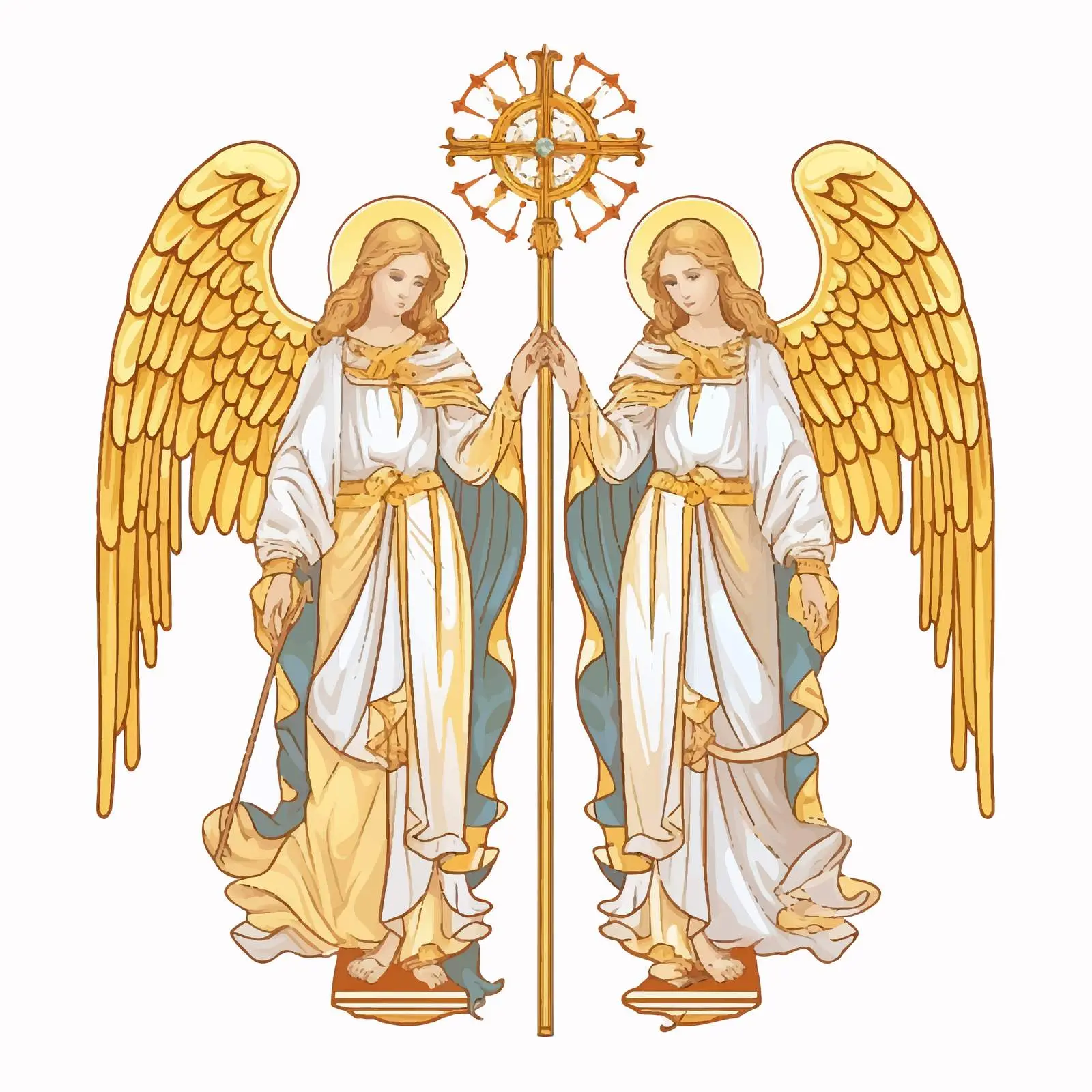 Vintage Christian Angels Illustration in Gold — free download from Dotvec