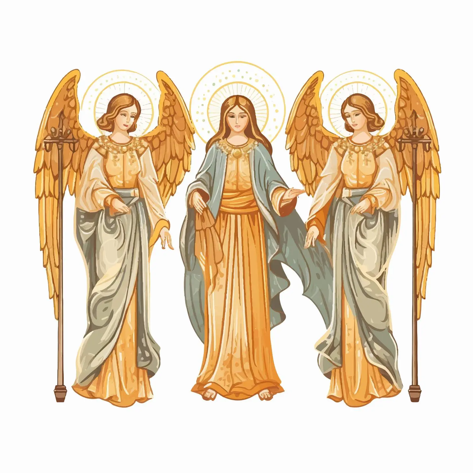 Vintage Christian Angels Illustration in Gold — free download from Dotvec