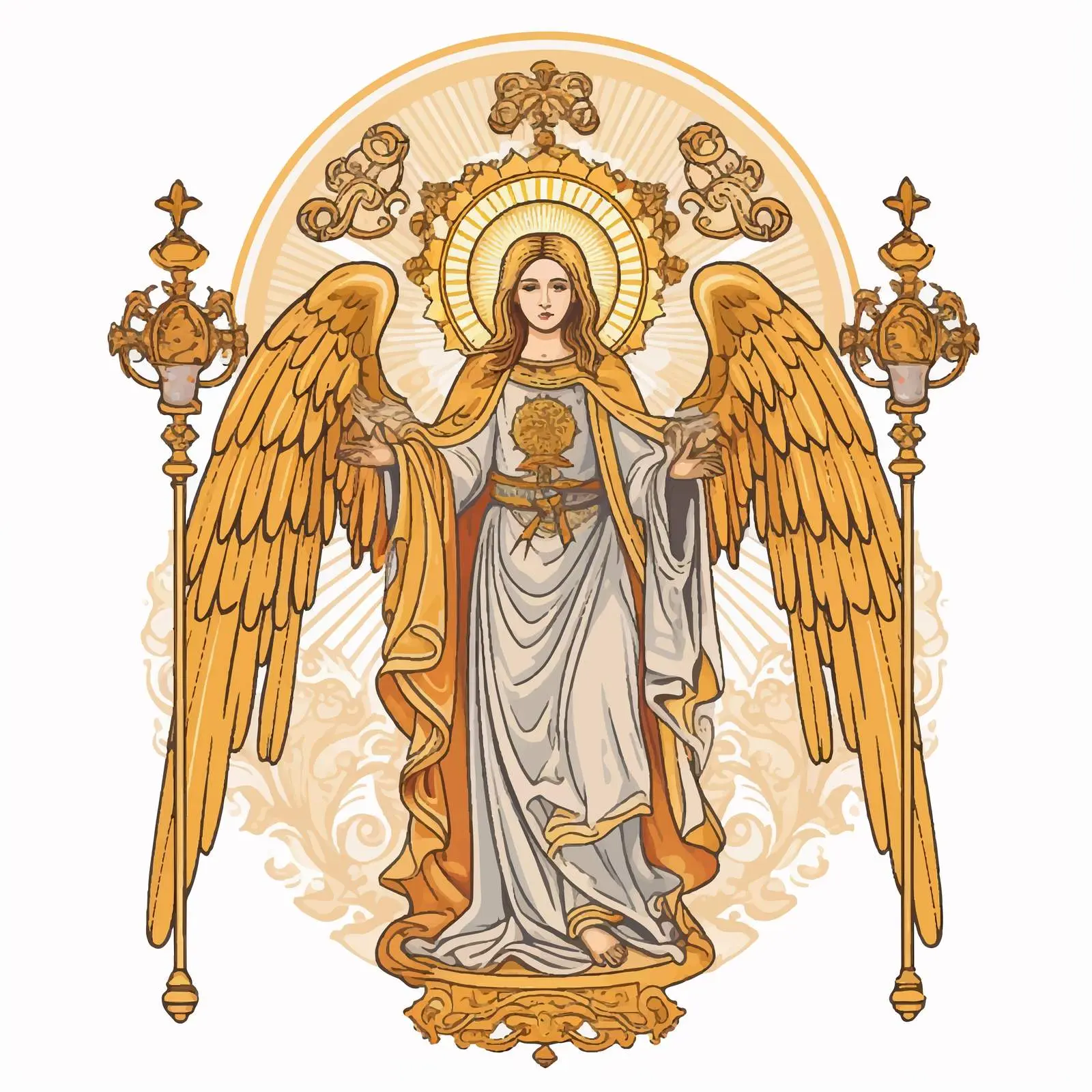 Vintage Illustration of Holy Mary and Archangels – free angel art image from Dotvec
