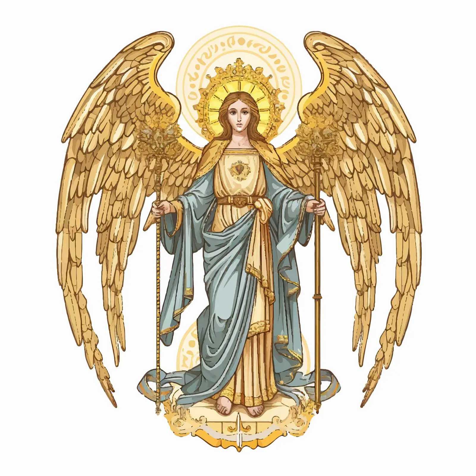 Vintage Christian Illustration of Holy Mary and Archangels — free download from Dotvec