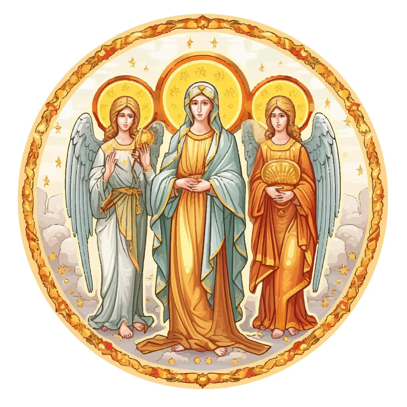 Vintage Illustration of Holy Mary and Archangels — free download from Dotvec