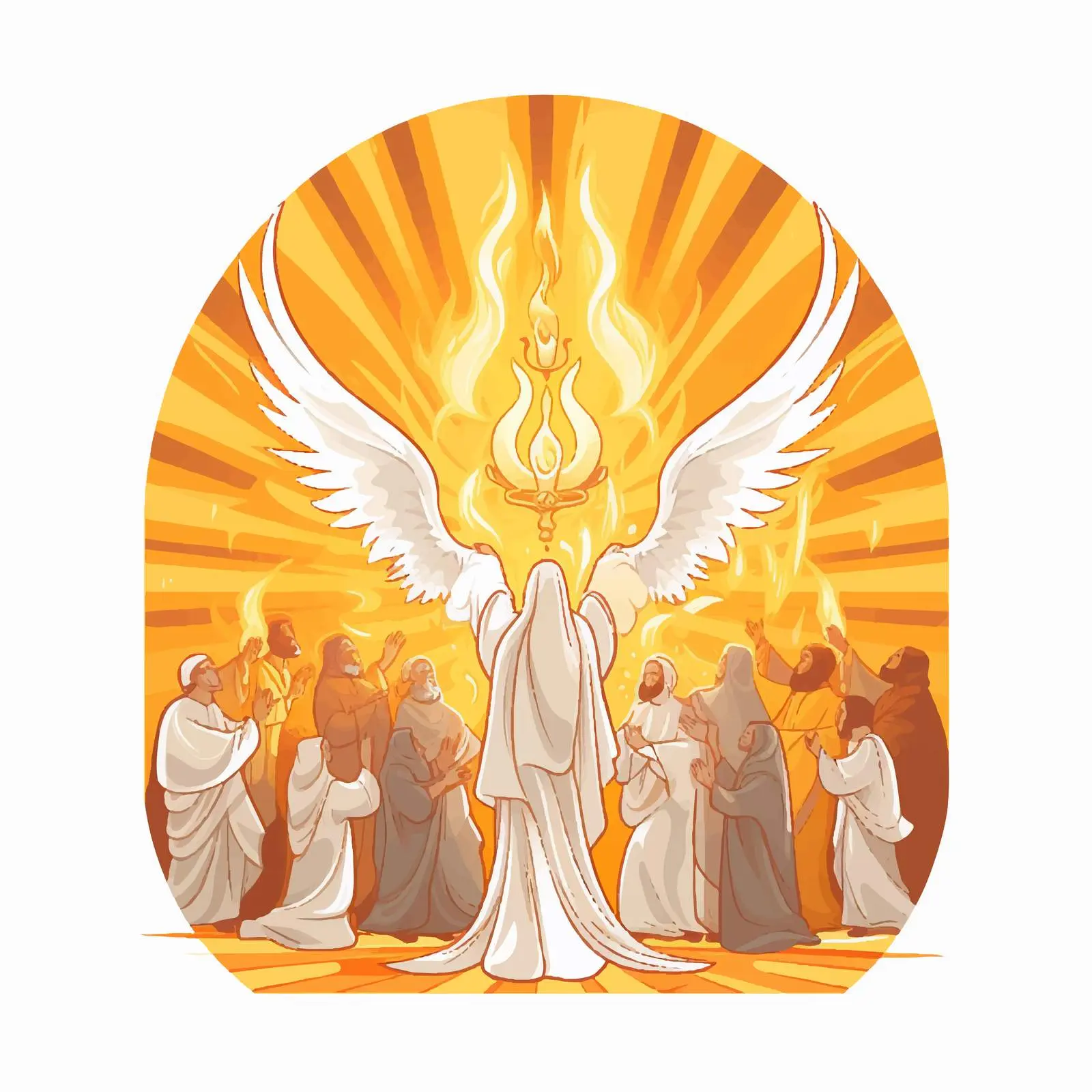 Vintage Christian Illustration of Pentecost Celebration – free confirmation image from Dotvec