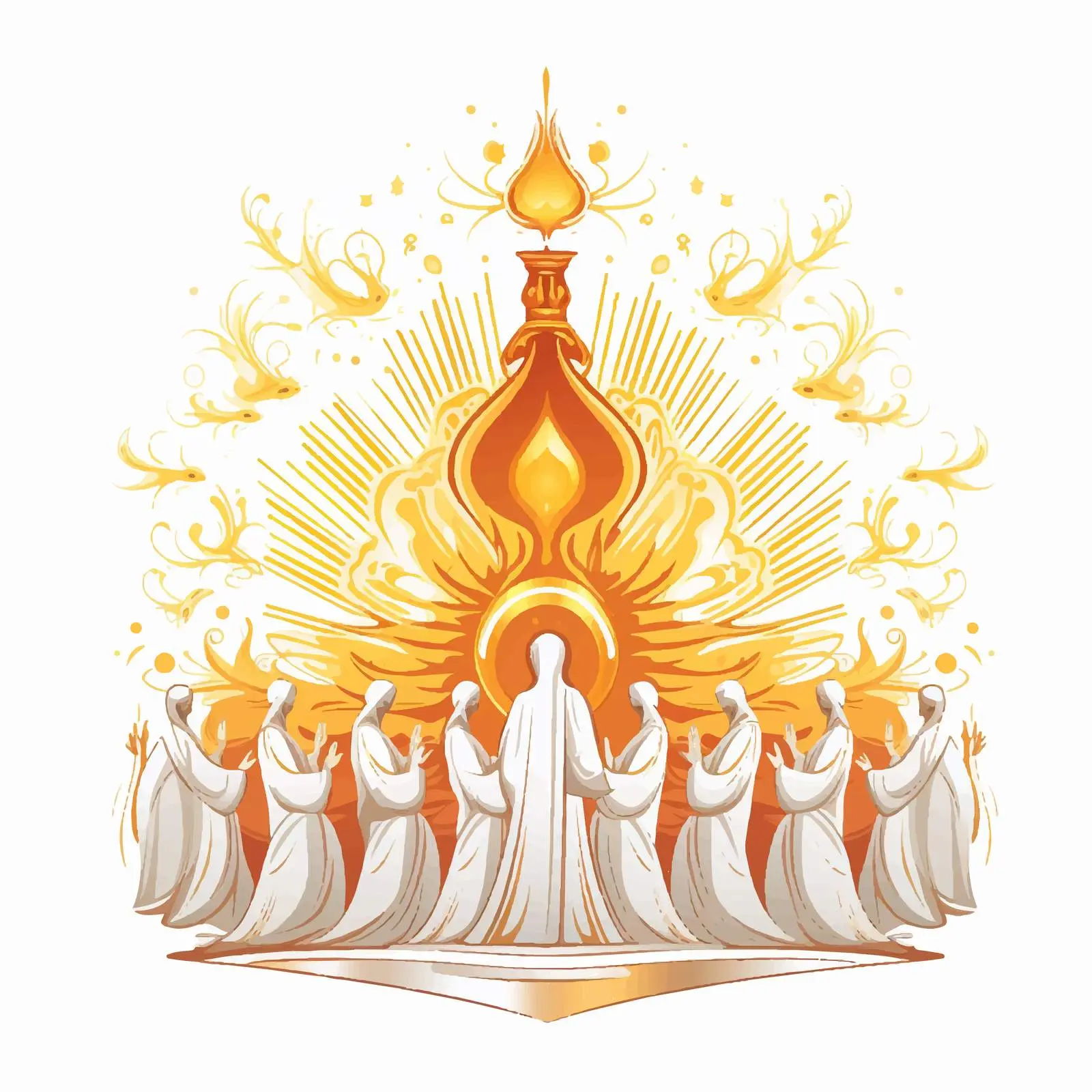 Vintage Christian Illustration of Pentecost Celebration — free download from Dotvec