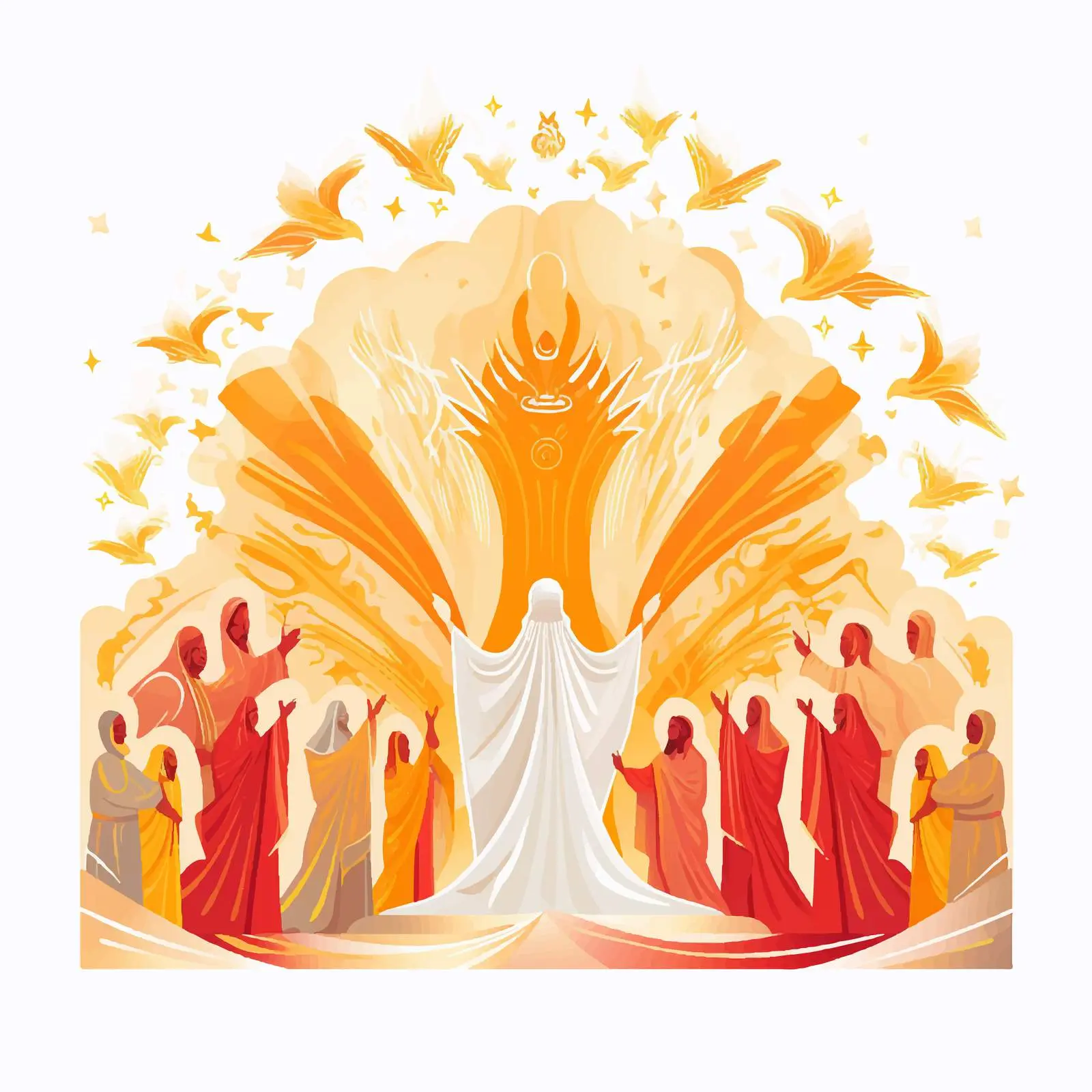 Vintage Christian Illustration of Pentecost Celebration – free spiritual growth image from Dotvec