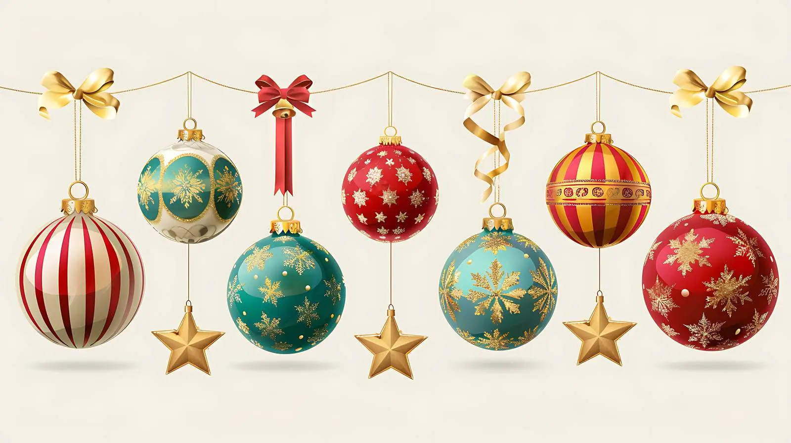 Christmas Baubles and Ribbons on Beige Background — free download from Dotvec