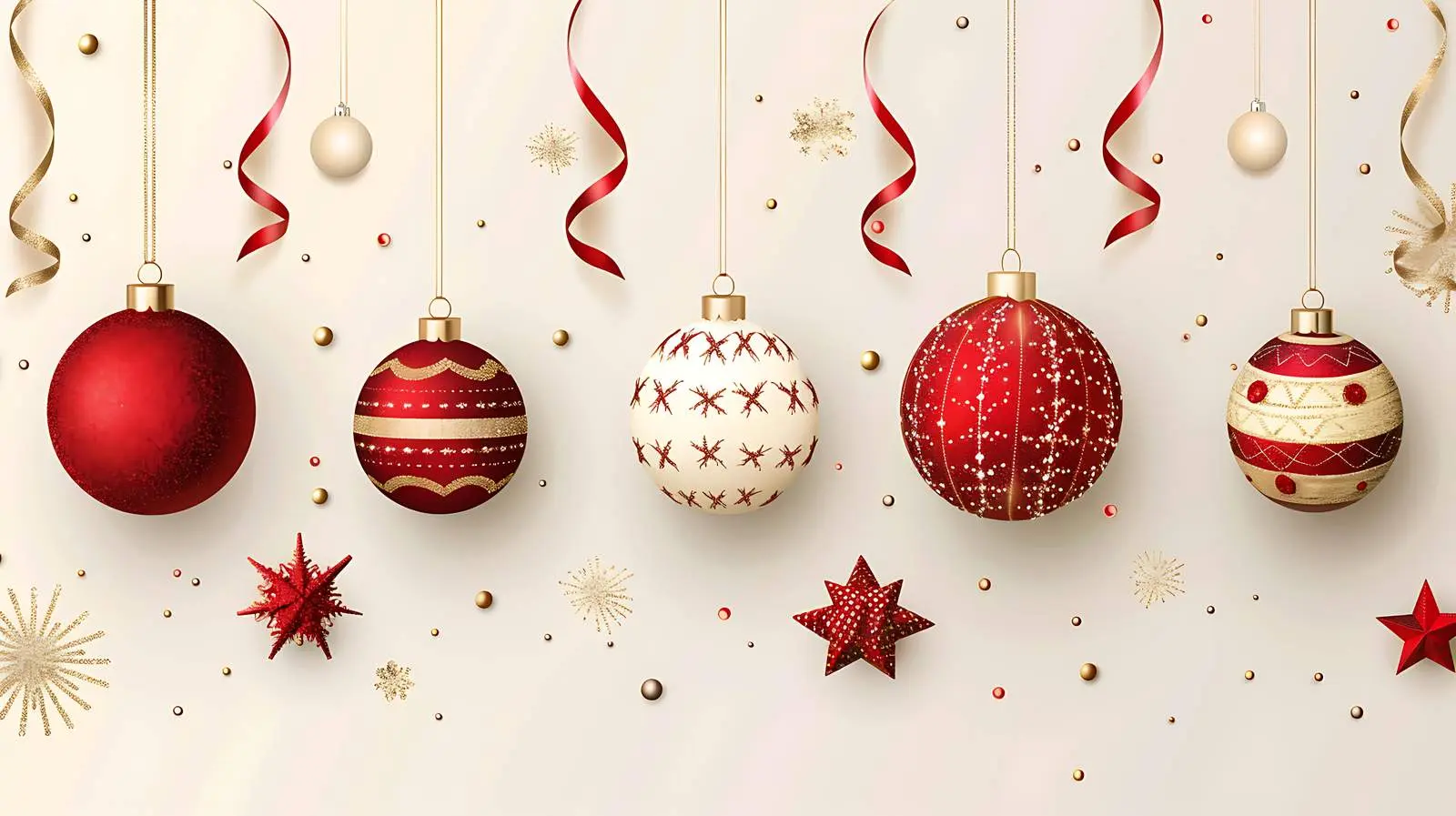Festive Christmas Baubles and Stars on Beige Background – free char image from Dotvec