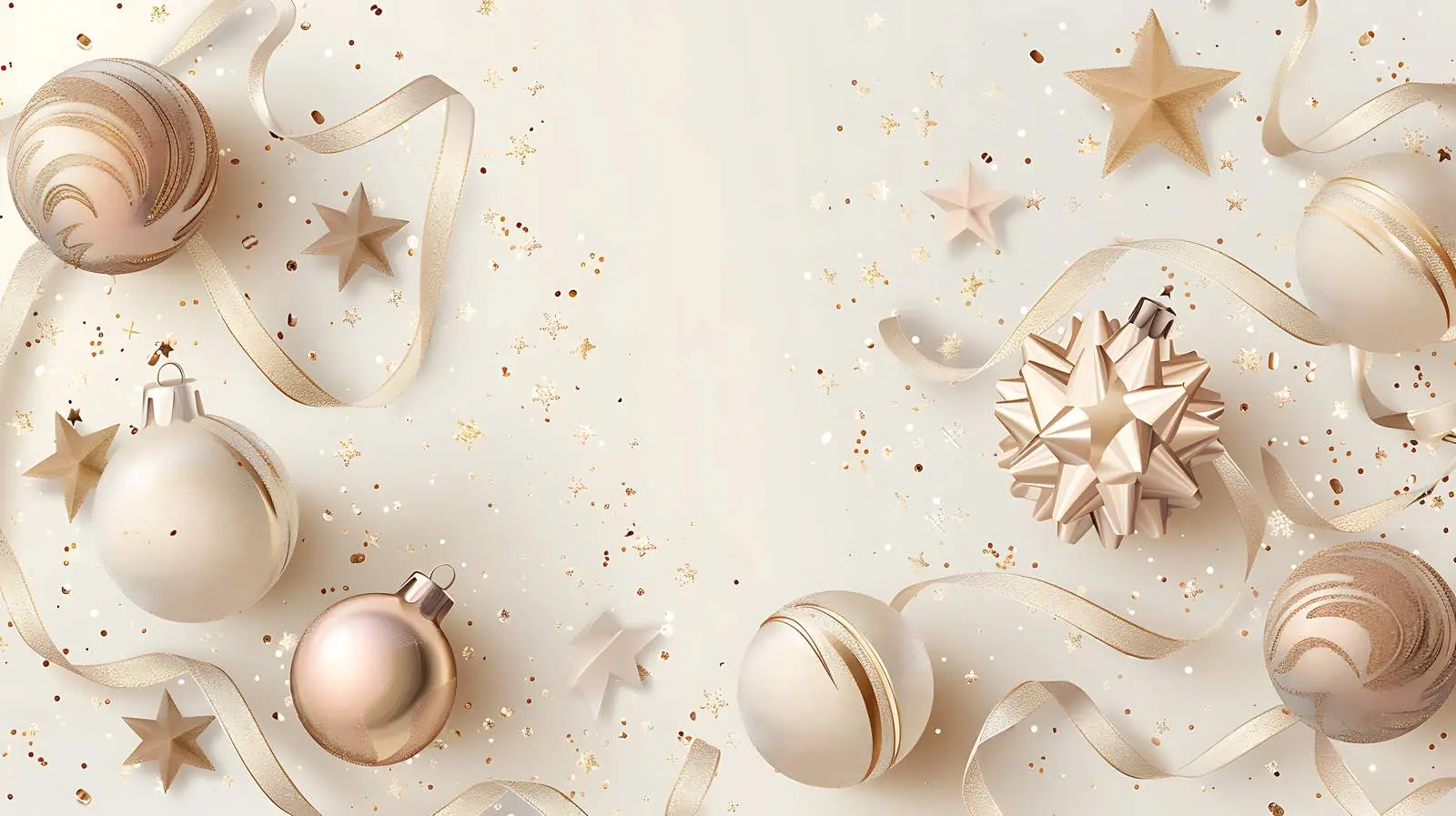 Christmas Baubles and Ribbons on Beige Background — free download from Dotvec