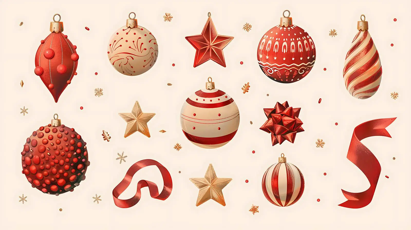 Festive Christmas Baubles and Ribbons on Beige Background – free festive decor image from Dotvec