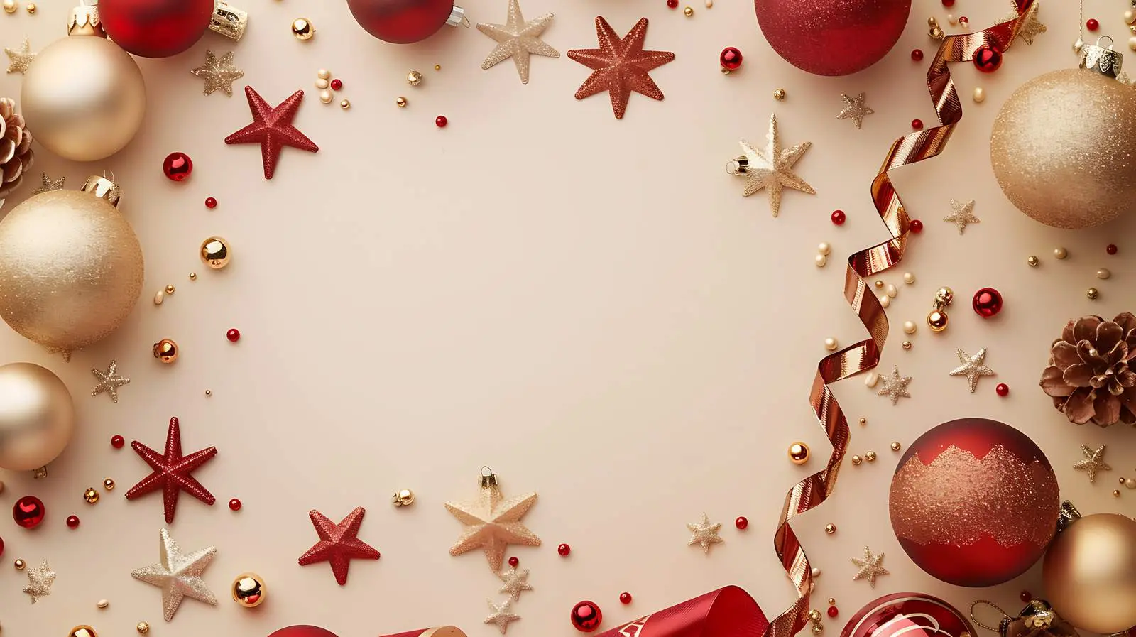 Beautiful Christmas Baubles and Ribbons on Beige Background — free download from Dotvec