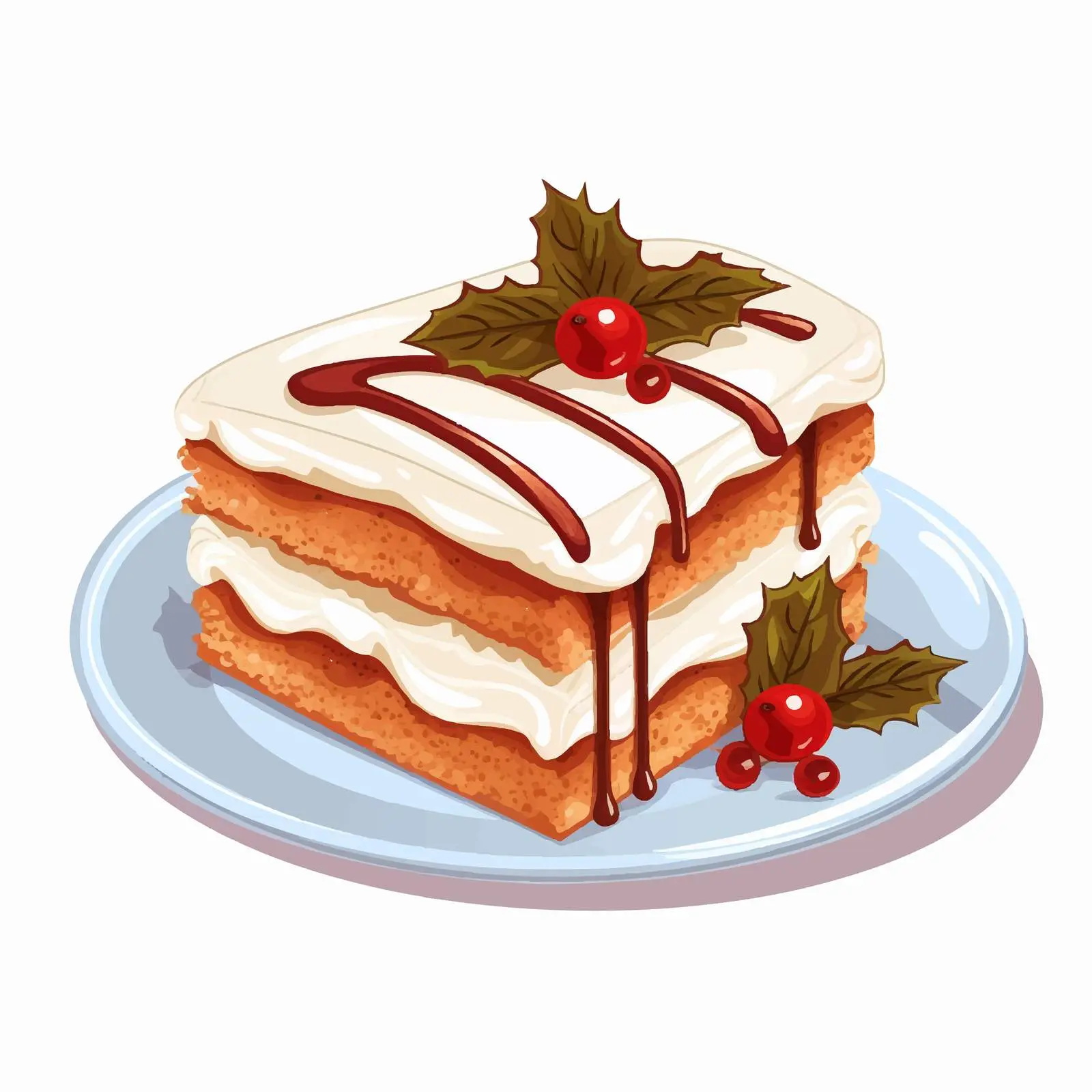 Festive Christmas Cake Slice on Elegant Plate – free dessert plate image from Dotvec