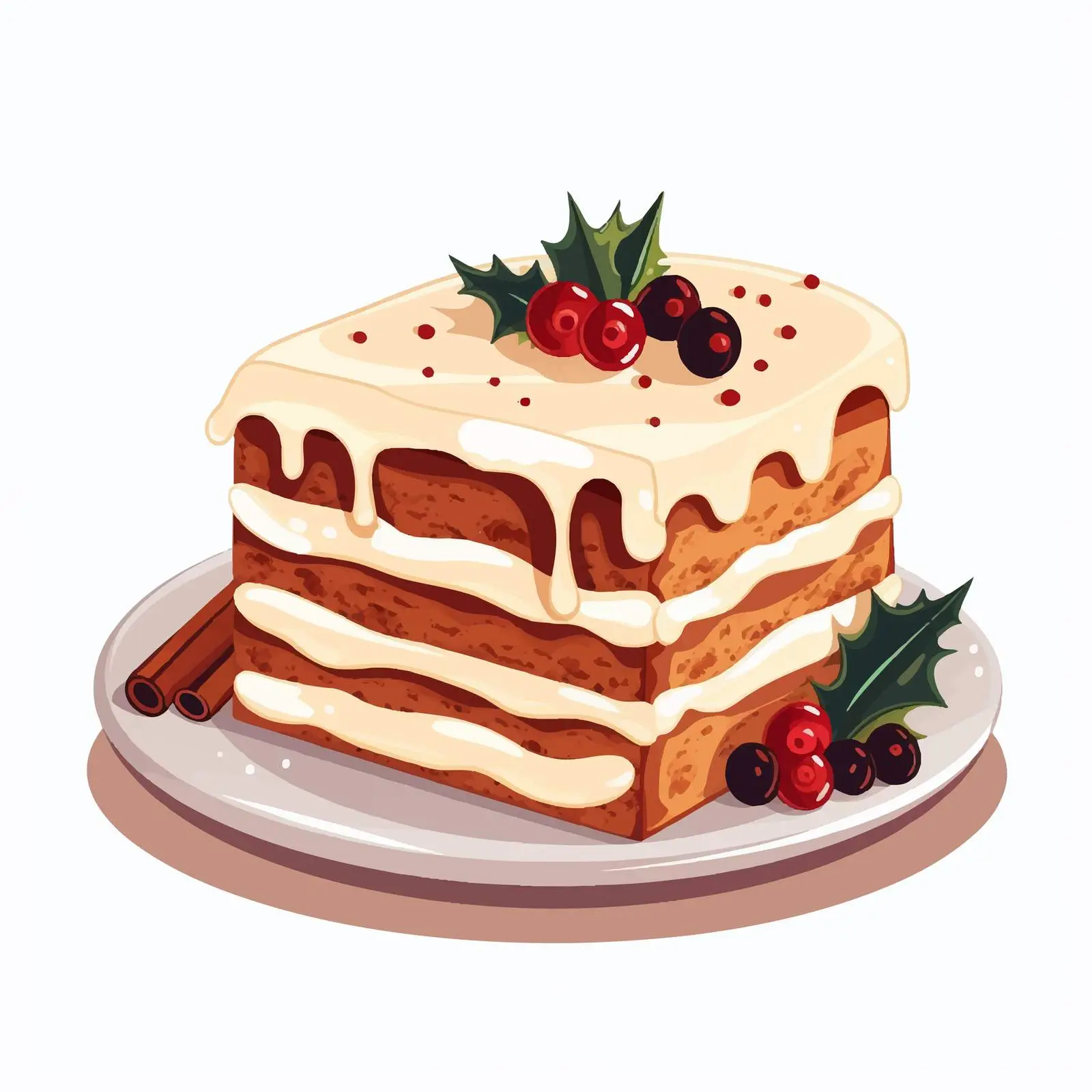 Delicious Christmas Cake Slice on Plate — free download from Dotvec