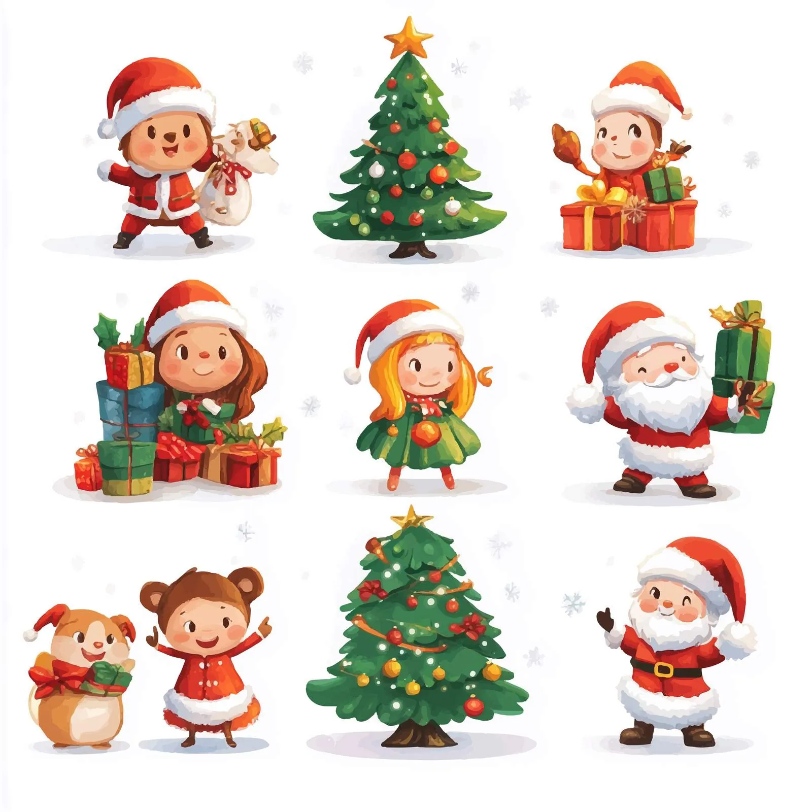 Cute Animals Christmas Celebration Vector Illustrations — free download from Dotvec