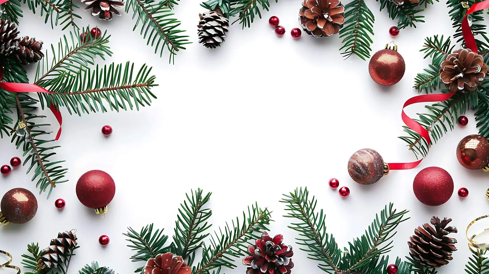 Christmas Frame with Fir Branches and Pine Cones – free festive decor image from Dotvec