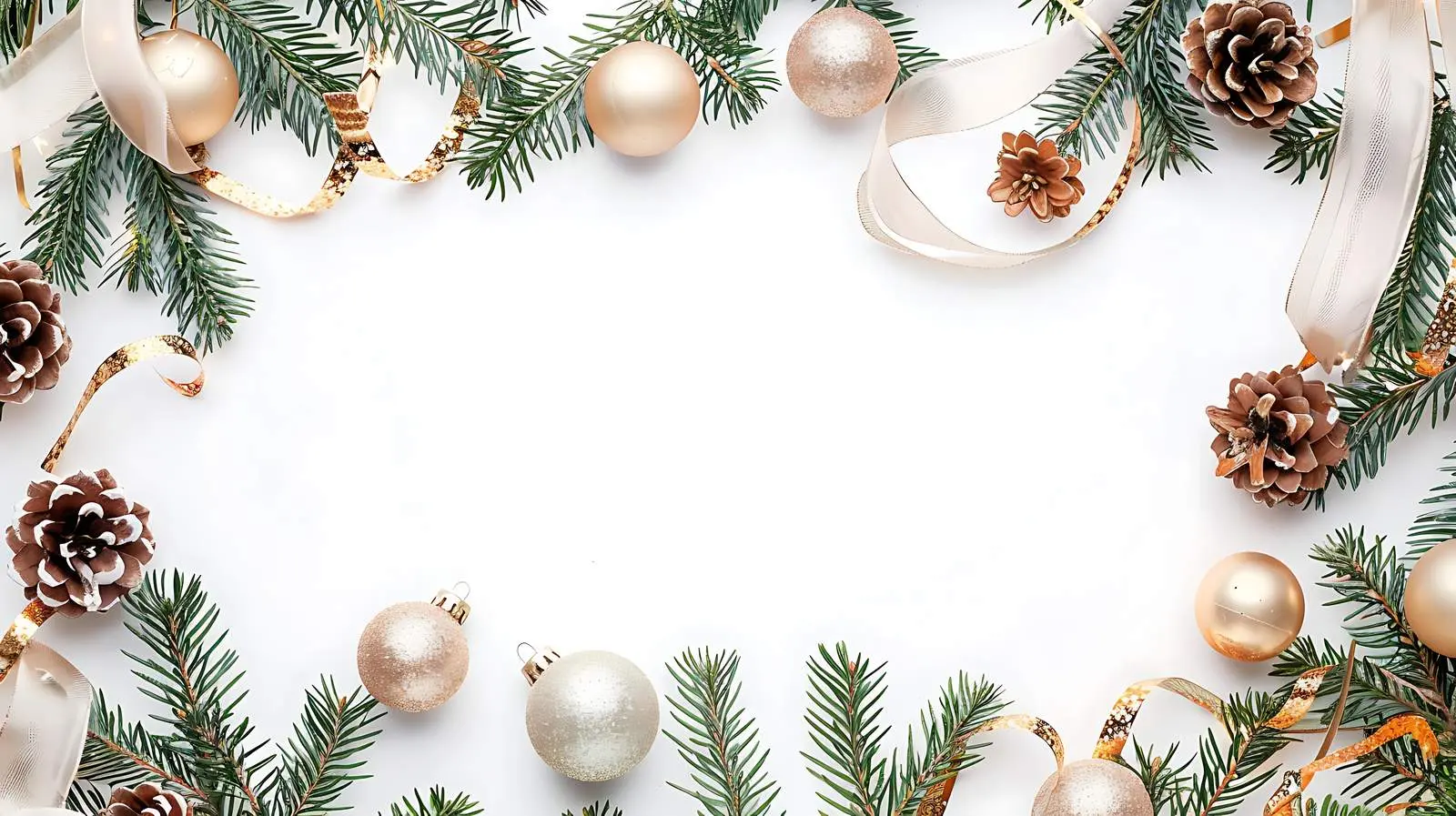 Christmas Frame with Fir Branches and Pine Cones – free festive decor image from Dotvec