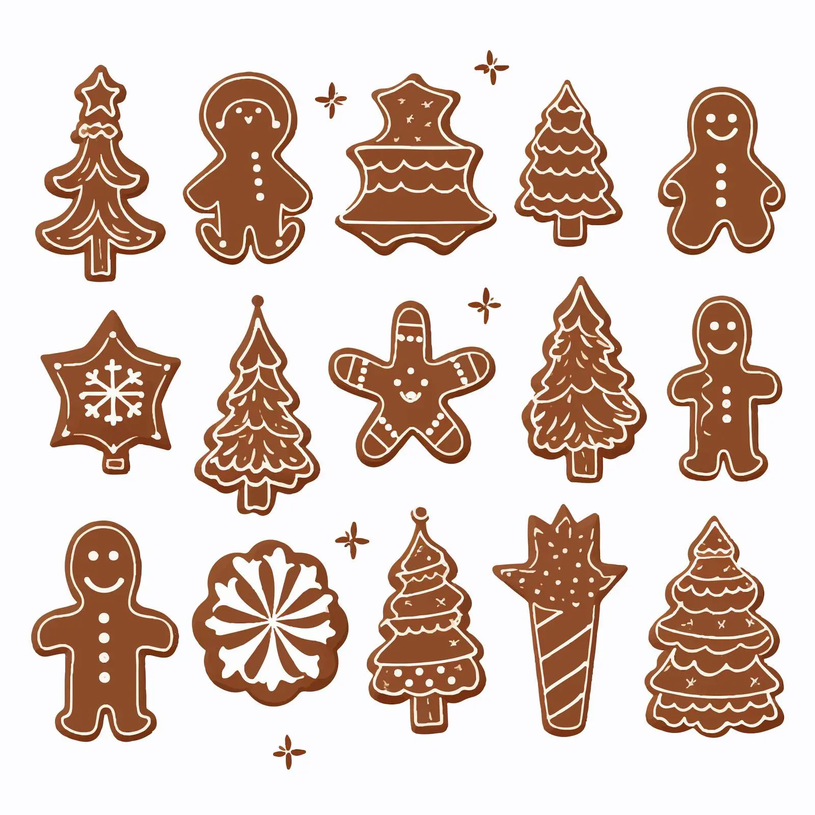 Christmas Cookie Silhouettes Clip Art on White — free download from Dotvec
