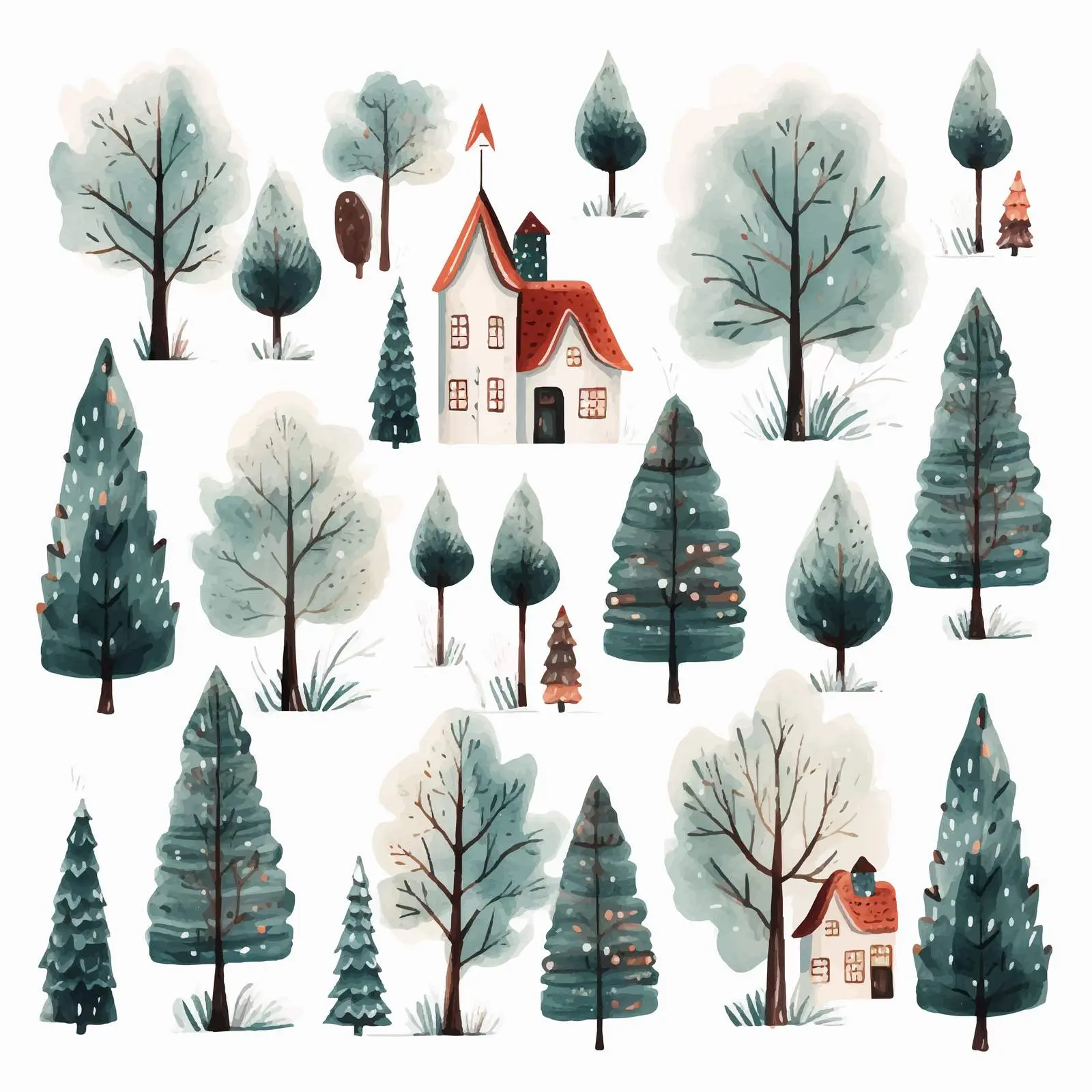 Christmas House Decor with Trees and Candles – free mistletoe image from Dotvec