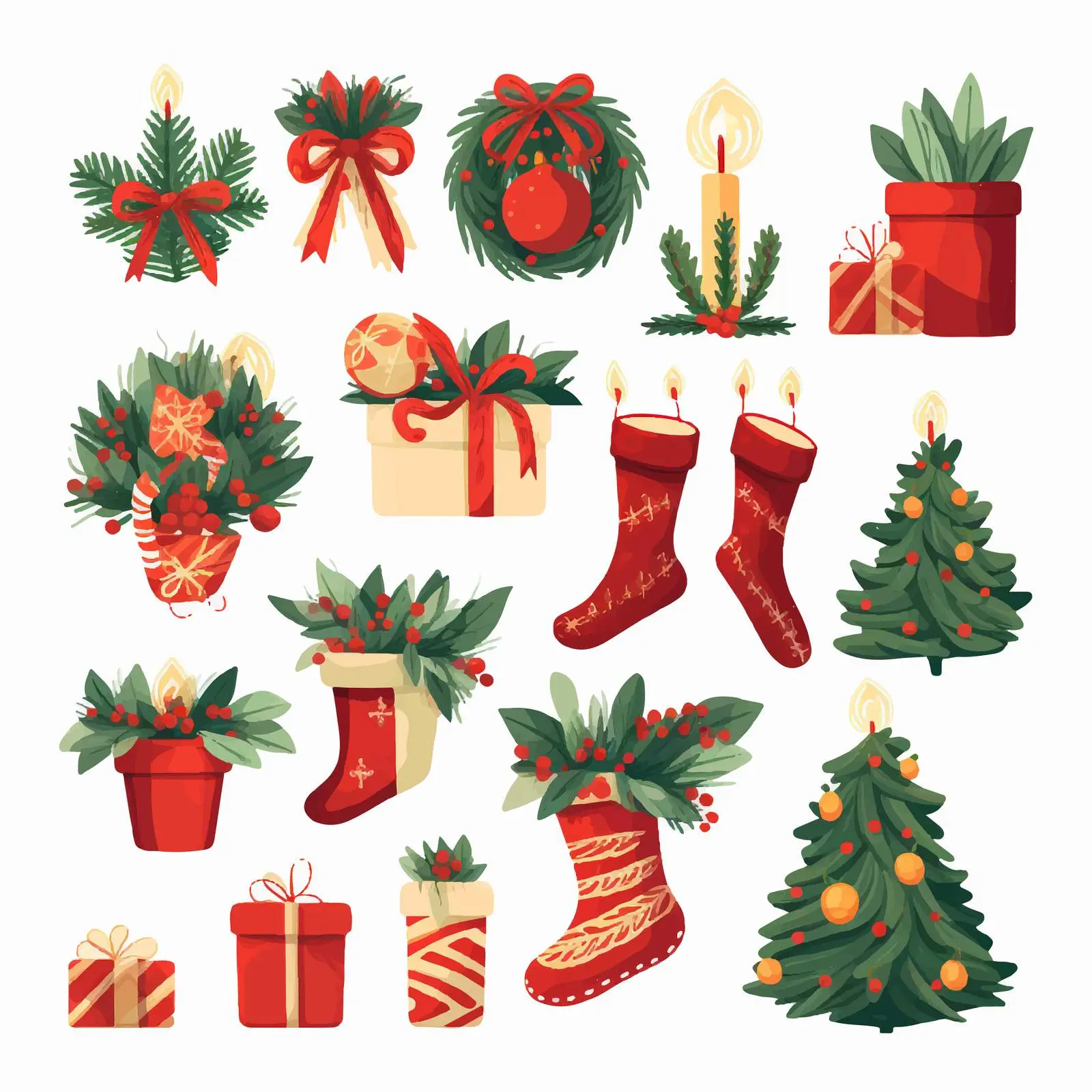 Christmas Decorations Set for Winter Holidays — free download from Dotvec